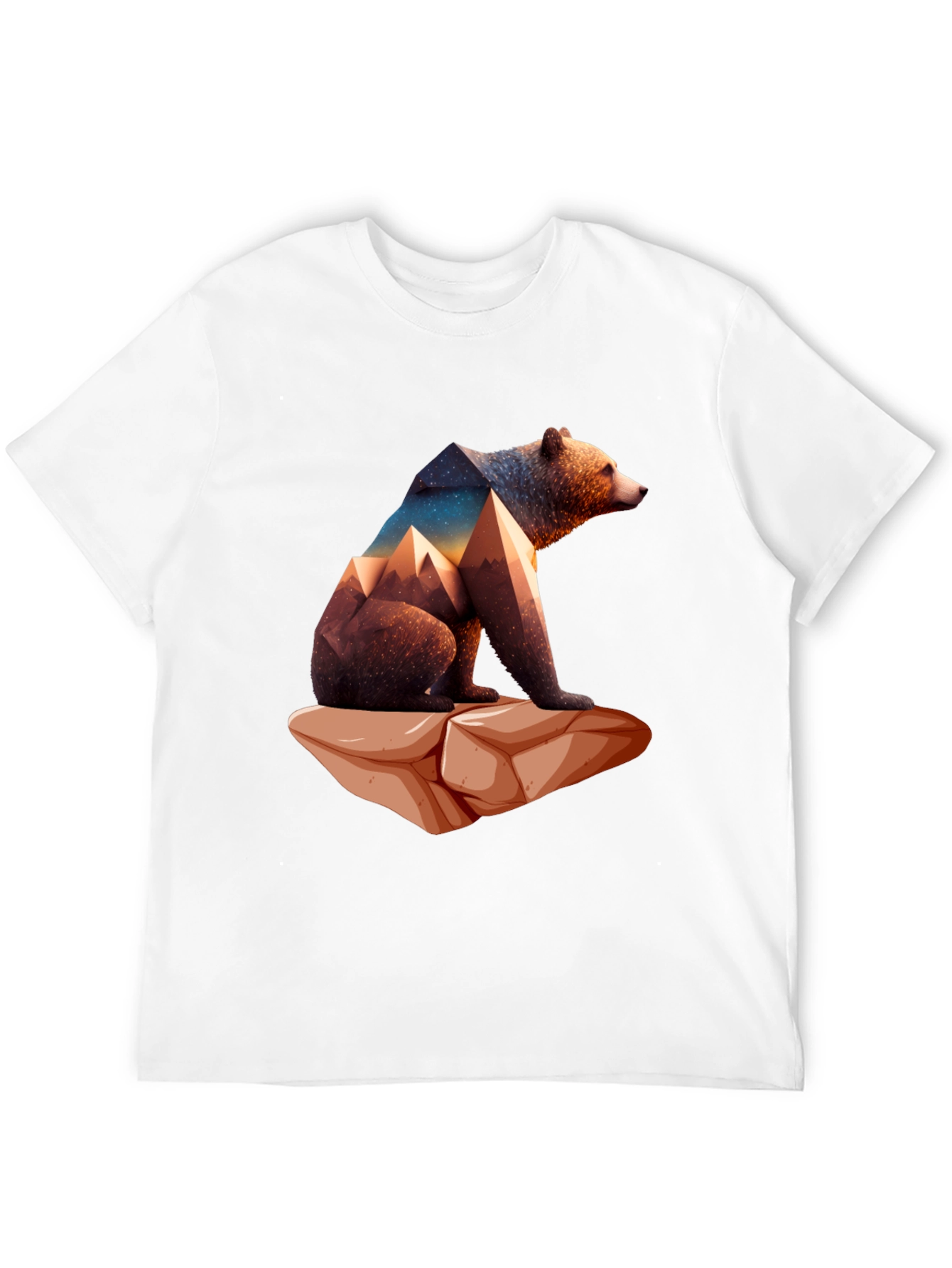 Geometric Bear Graphic Tee - Nature Design