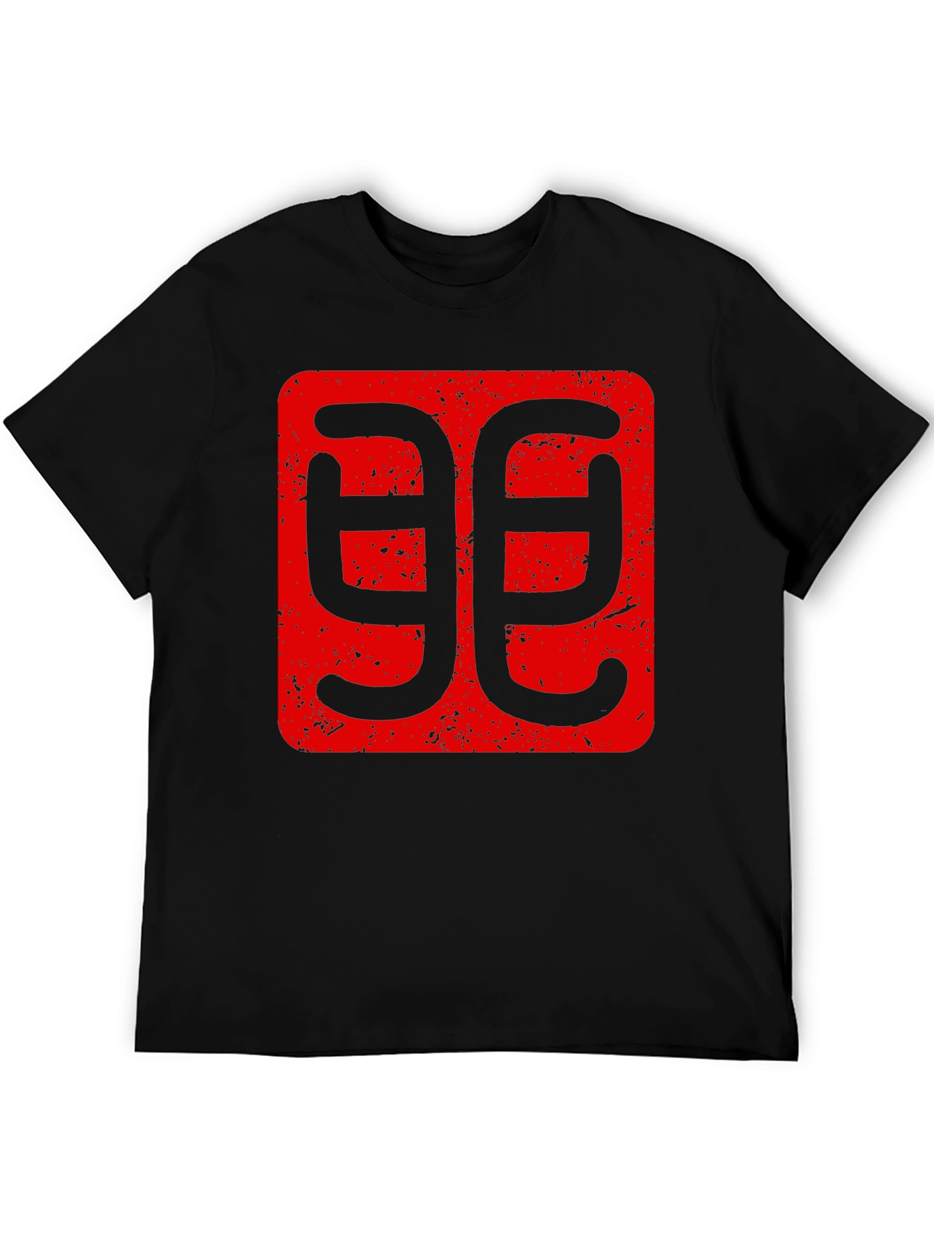 Geometric Red Graphic Print Black T-Shirt
