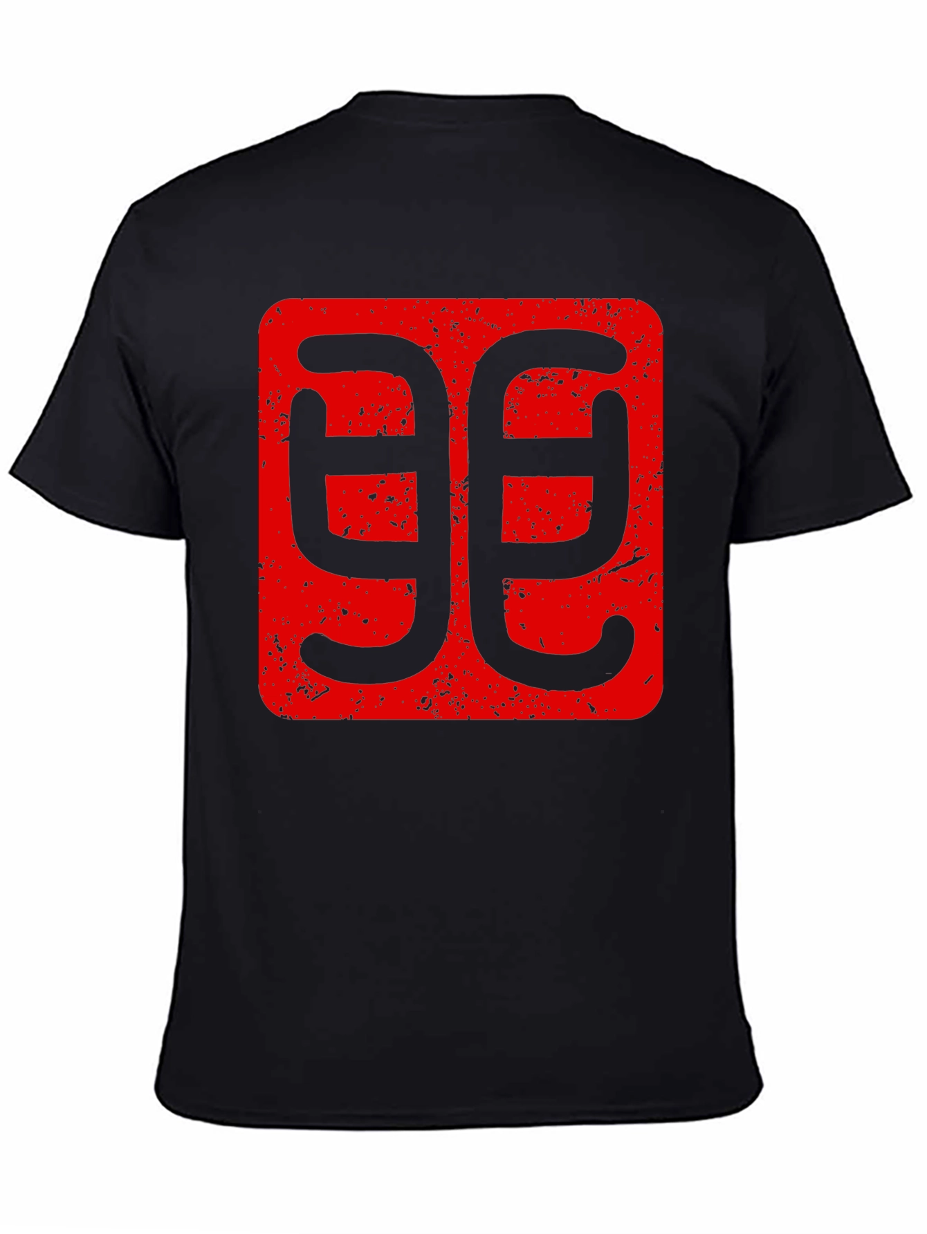 Geometric Red Graphic Print Black T-Shirt