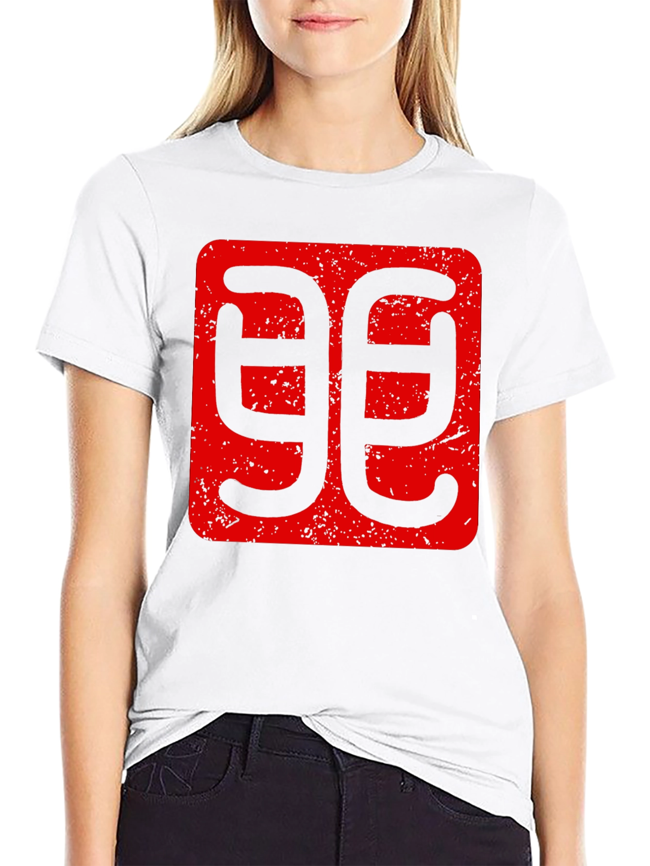 Geometric Red Graphic Print Black T-Shirt