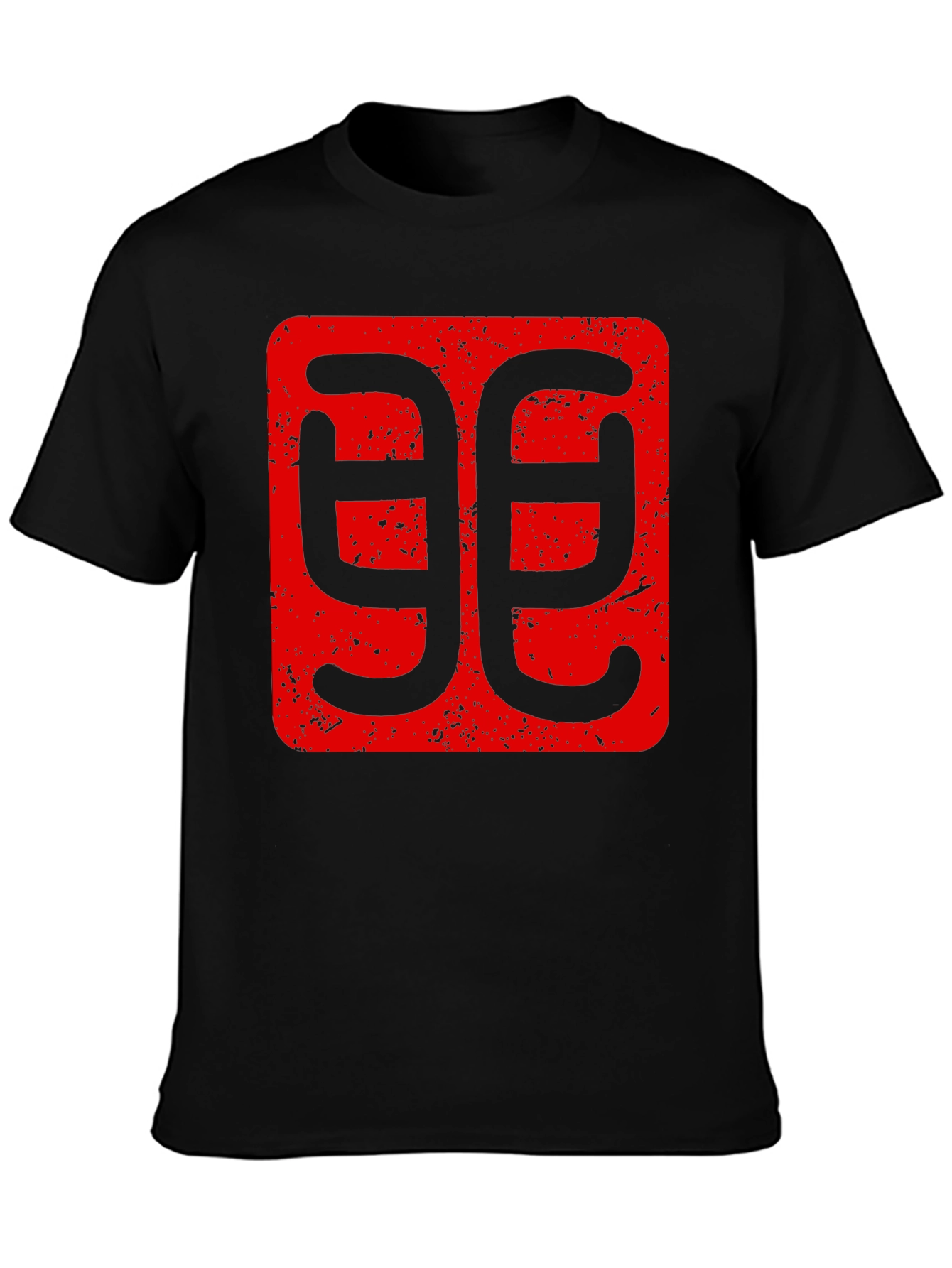 Geometric Red Graphic Print Black T-Shirt