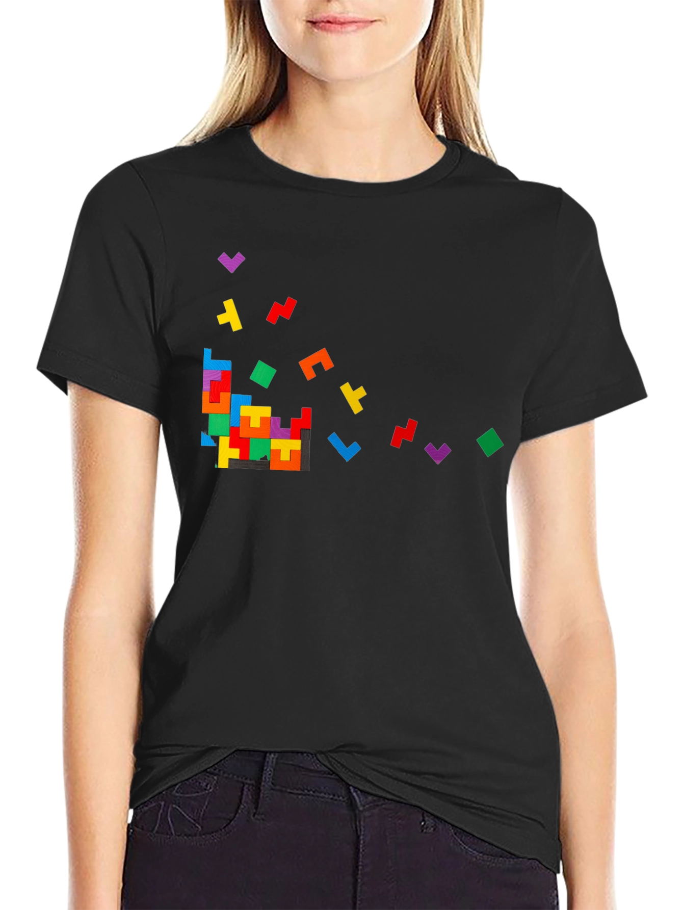 Tetris Inspired Black T-Shirt
