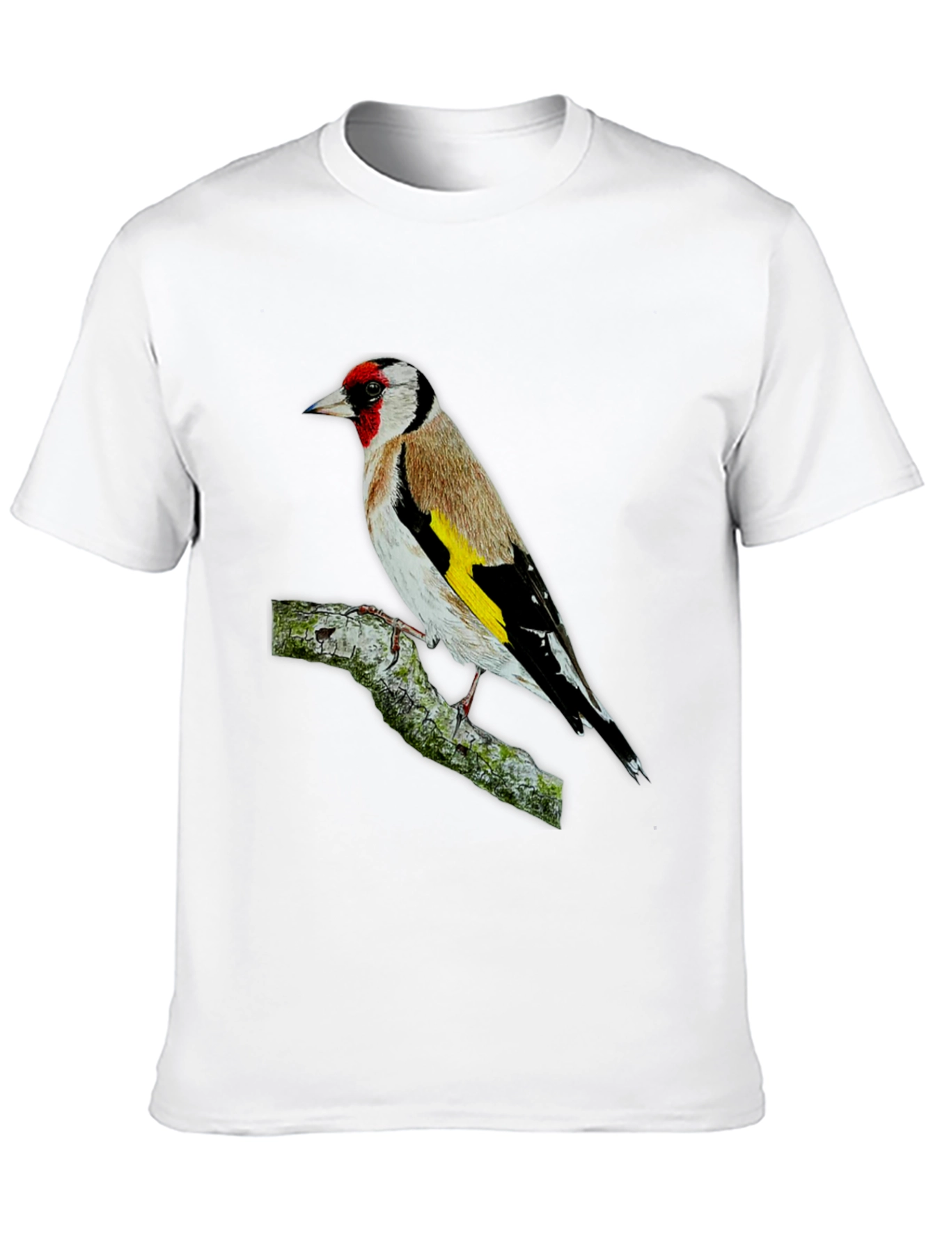 Goldfinch Bird Graphic Tee - Black Cotton T-Shirt