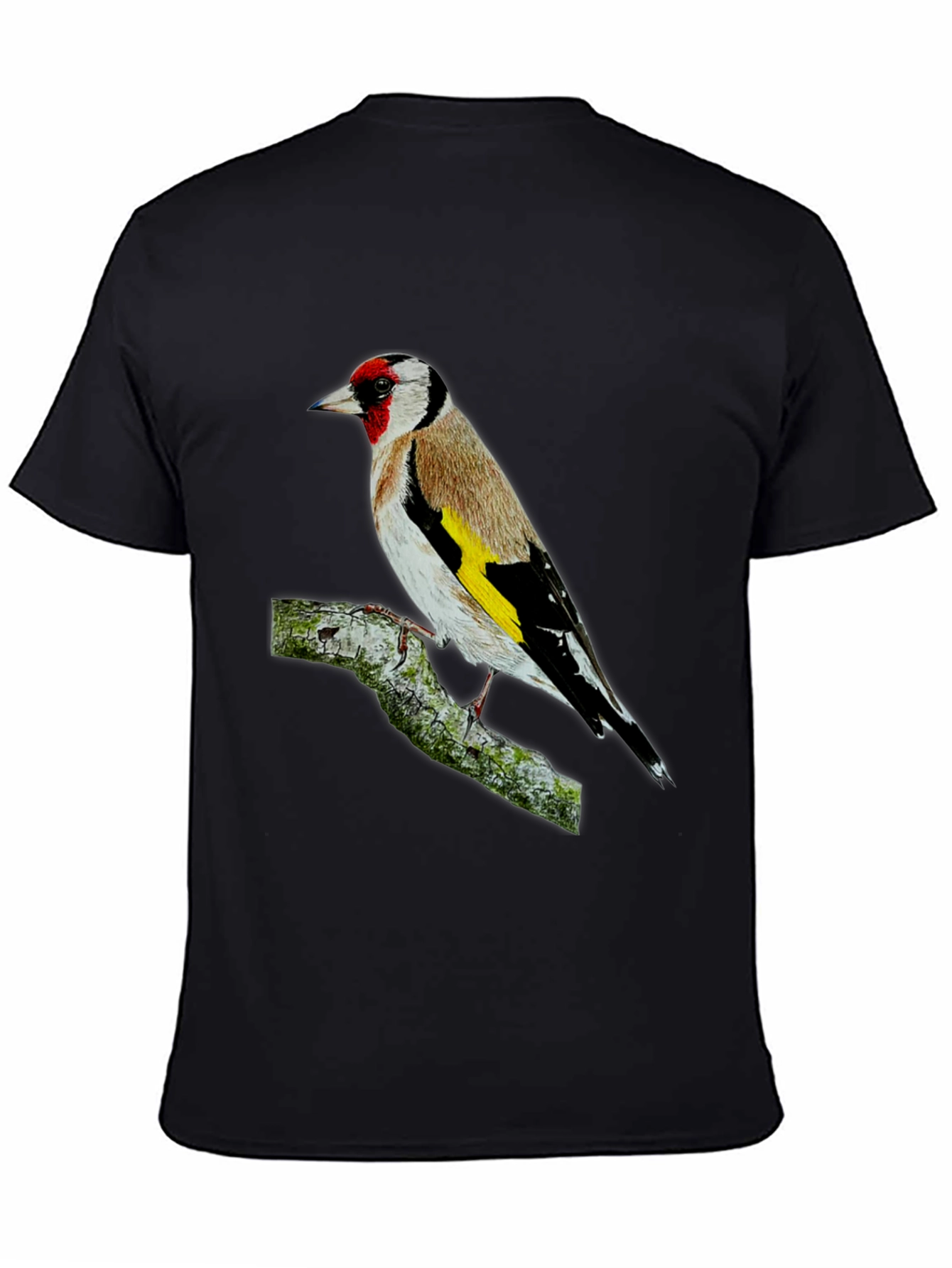 Goldfinch Bird Graphic Tee - Black Cotton T-Shirt