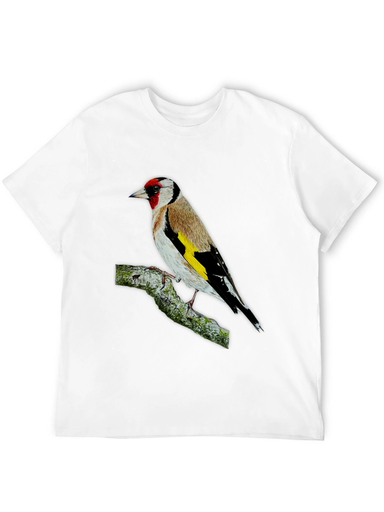 Goldfinch Bird Graphic Tee - Black Cotton T-Shirt