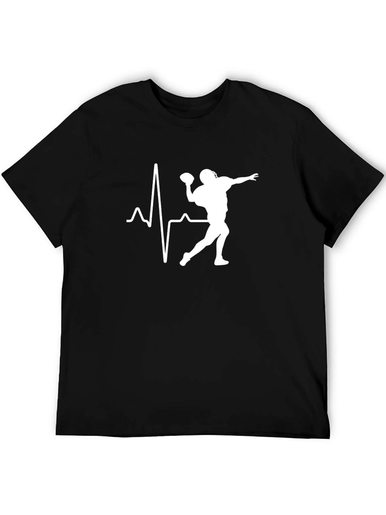 Football Heartbeat T-Shirt - Black