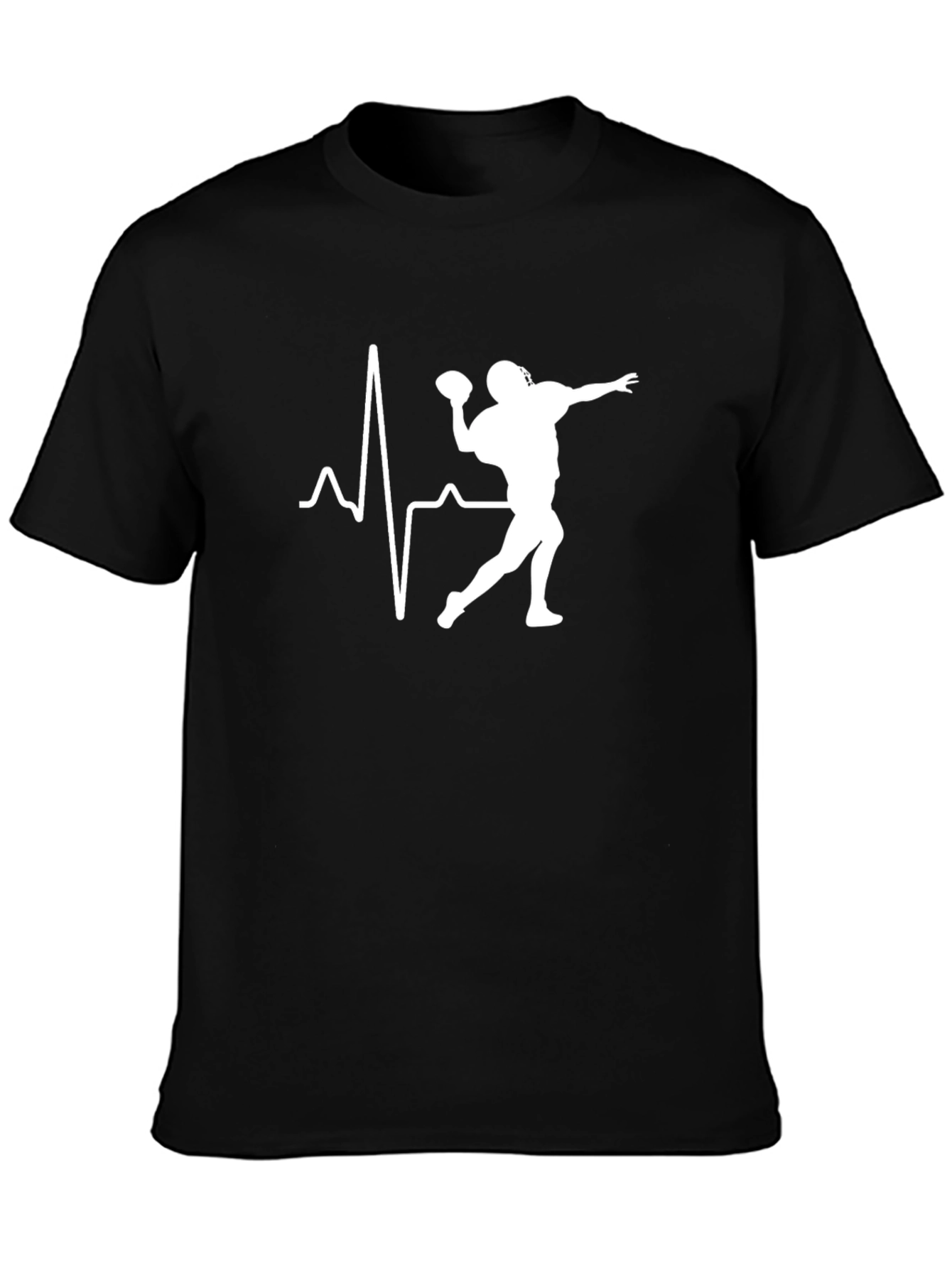 Football Heartbeat T-Shirt - Black