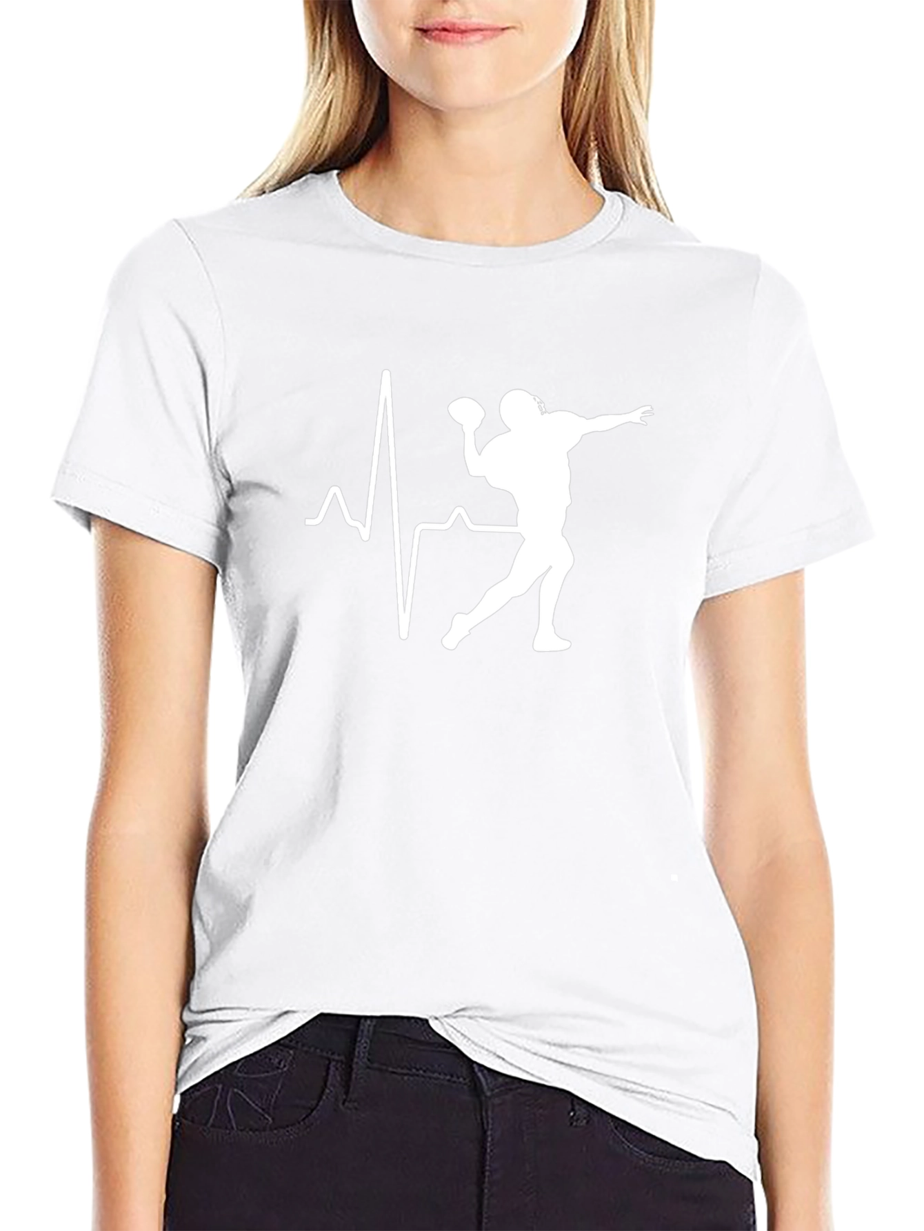Football Heartbeat T-Shirt - Black