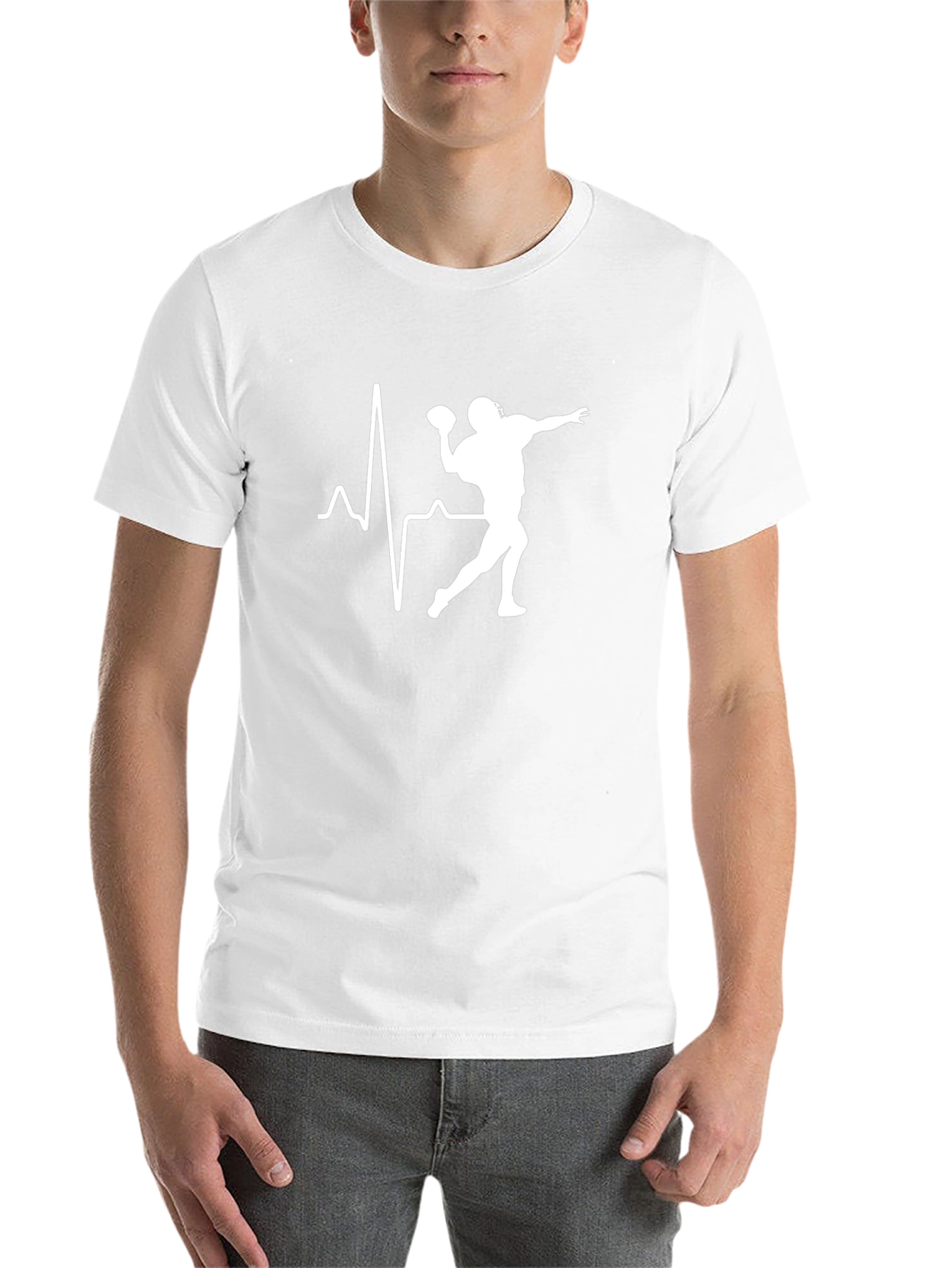 Football Heartbeat T-Shirt - Black