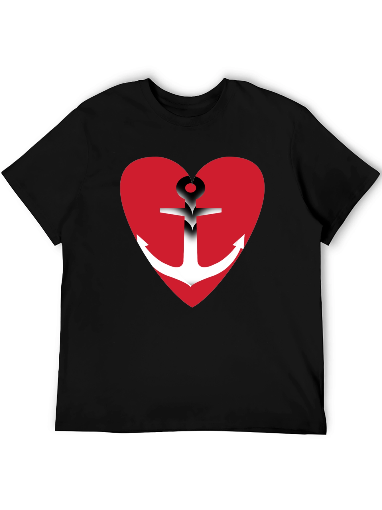 Anchor Heart Graphic T-Shirt - Black Cotton Blend