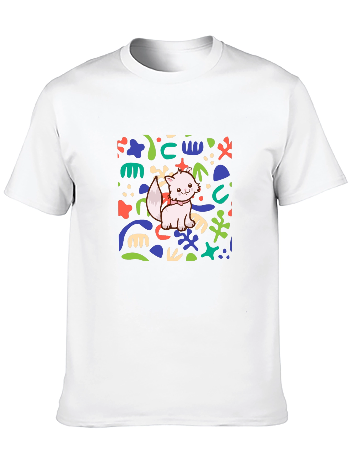 Abstract Cat Graphic Black T-Shirt