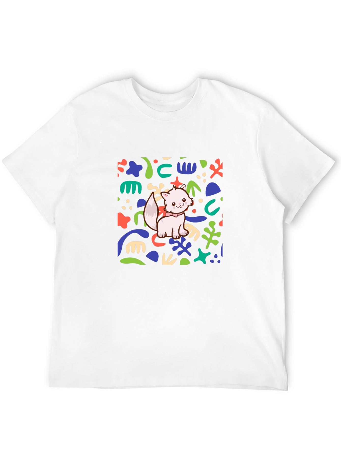 Abstract Cat Graphic Black T-Shirt
