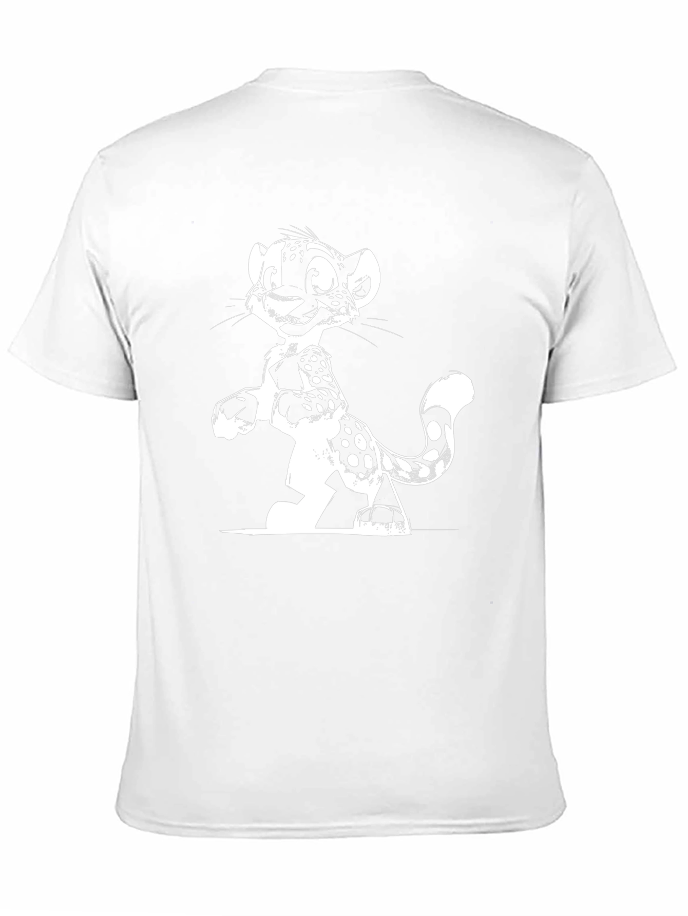 Cartoon Leopard Graphic Tee - Black