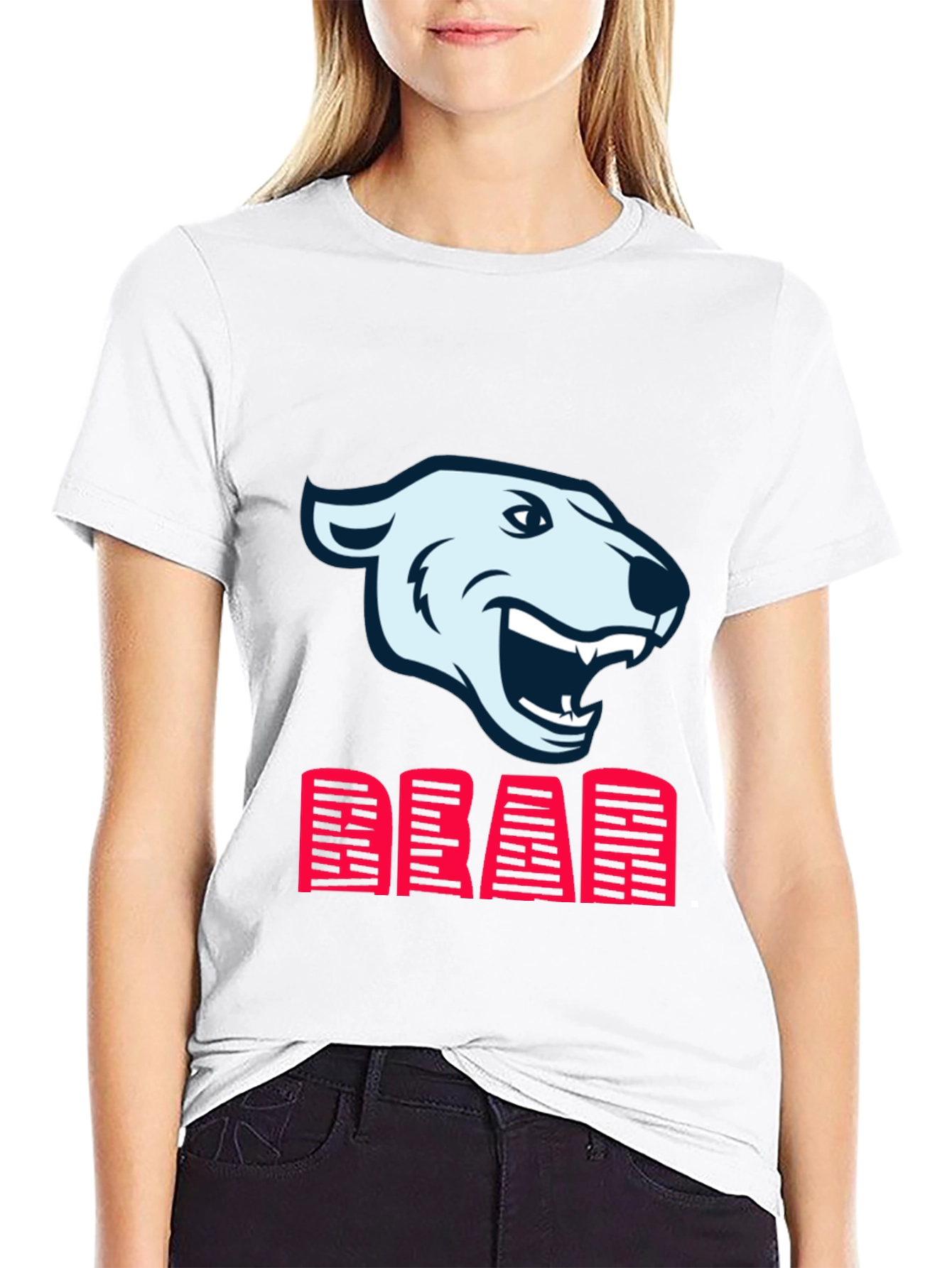 Black T-Shirt with Bear and DEAR Graphic