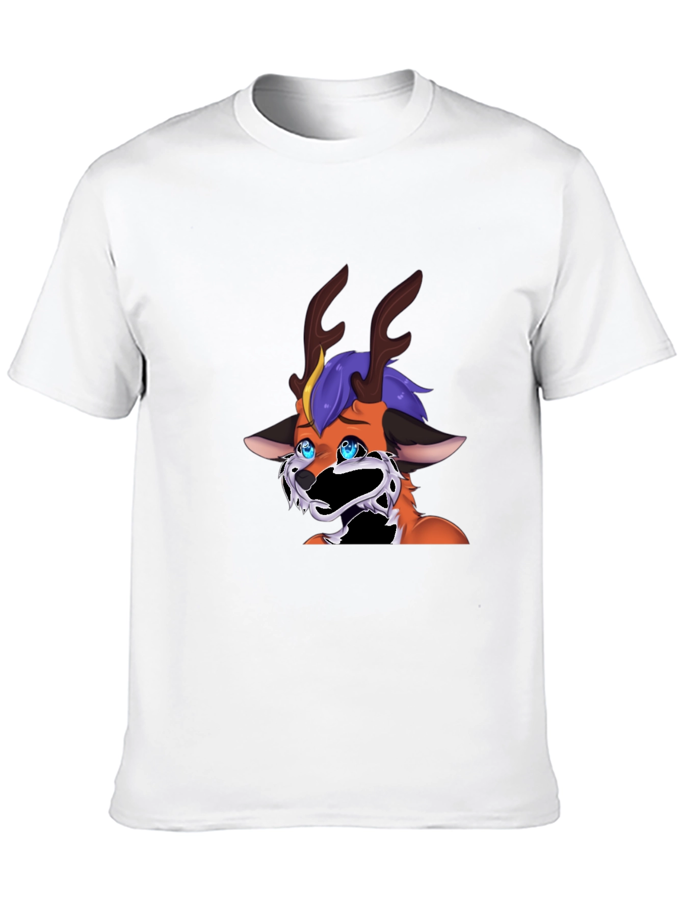 Unique Cartoon Deer Graphic Black T-Shirt