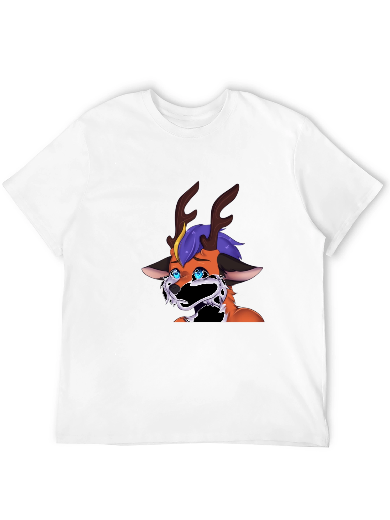 Unique Cartoon Deer Graphic Black T-Shirt