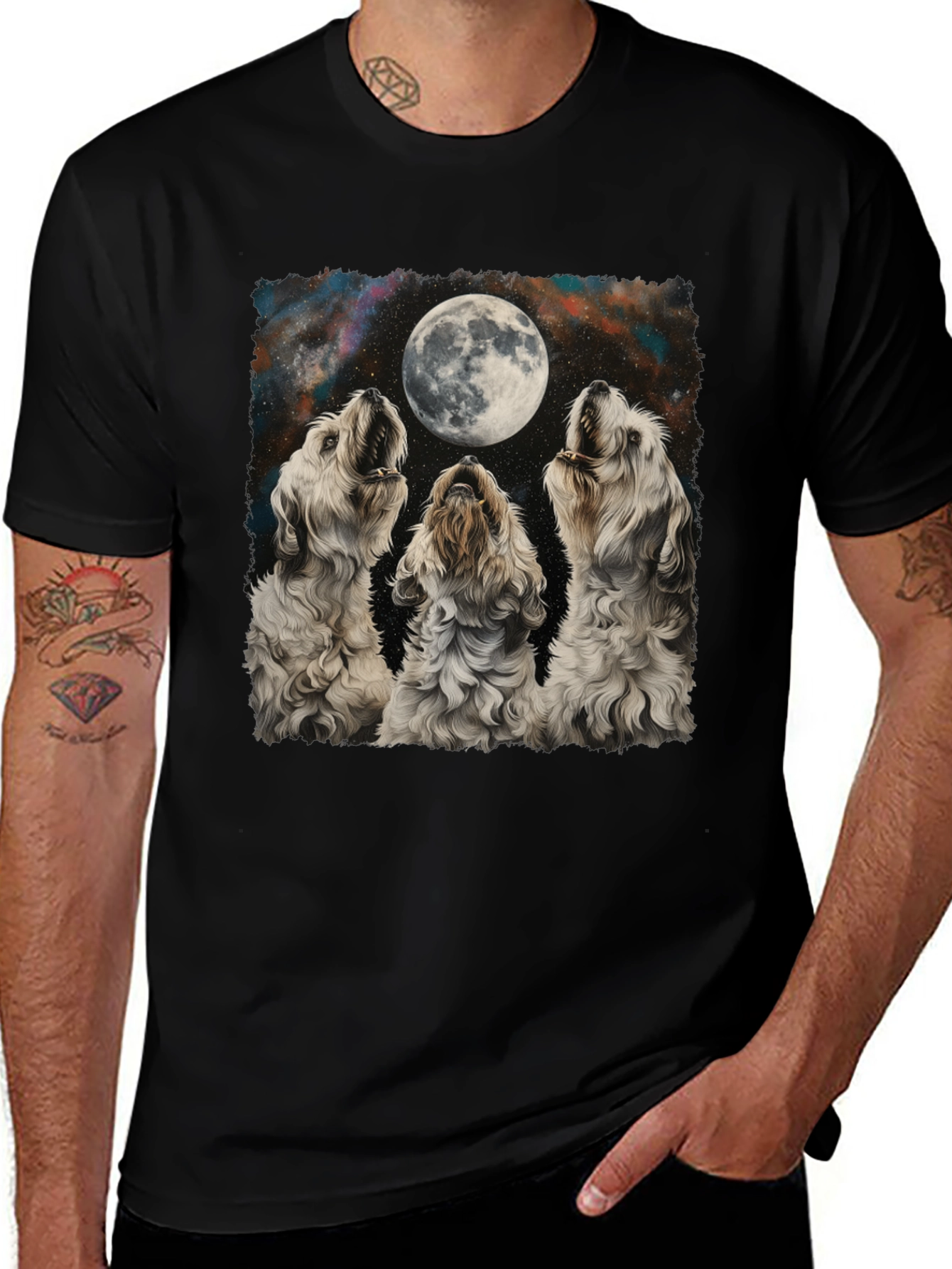 Dog Howling at Moon Graphic T-Shirt