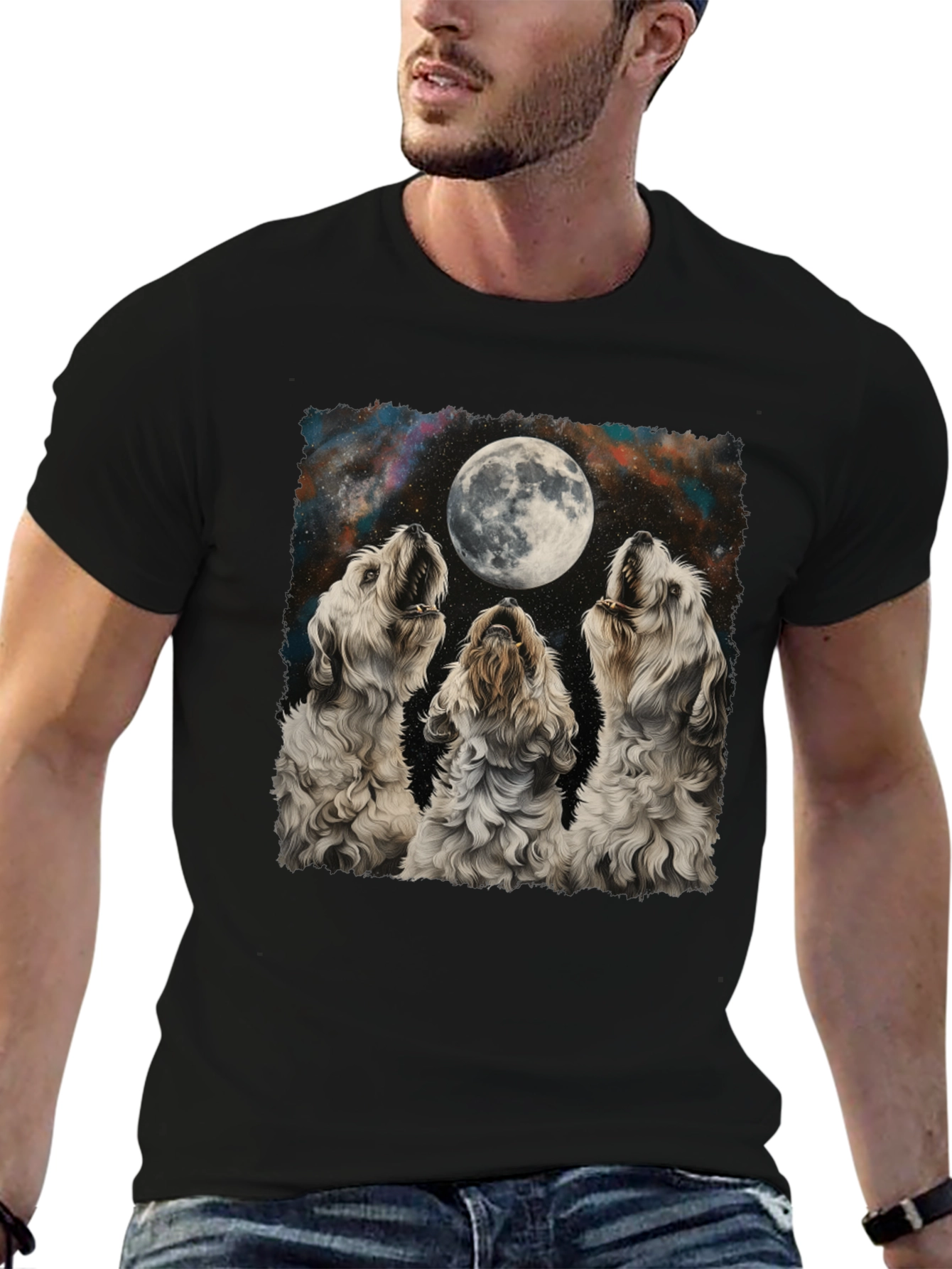 Dog Howling at Moon Graphic T-Shirt