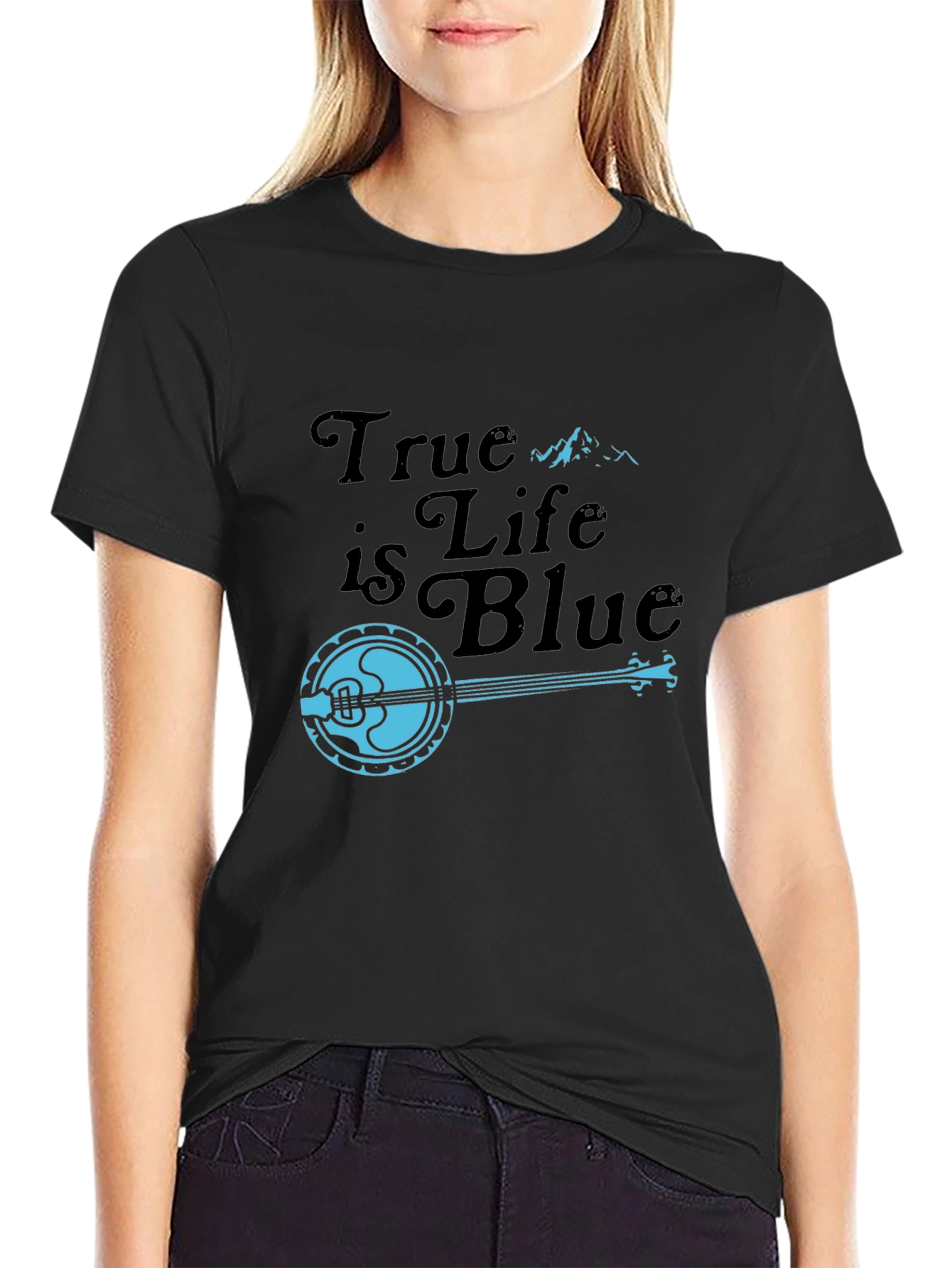 True is Life is Blue Banjo Graphic T-Shirt