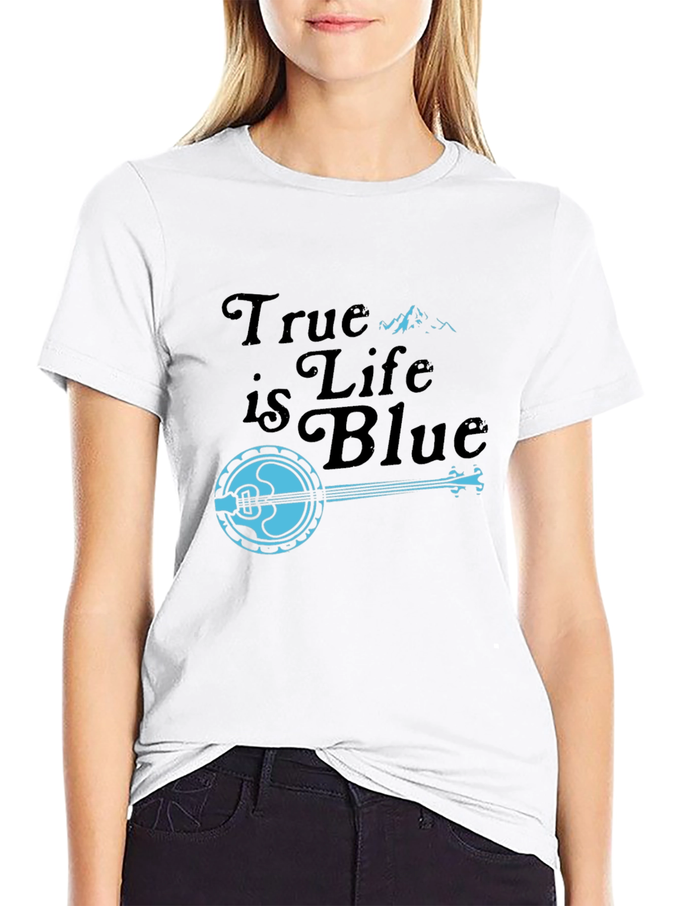 True is Life is Blue Banjo Graphic T-Shirt