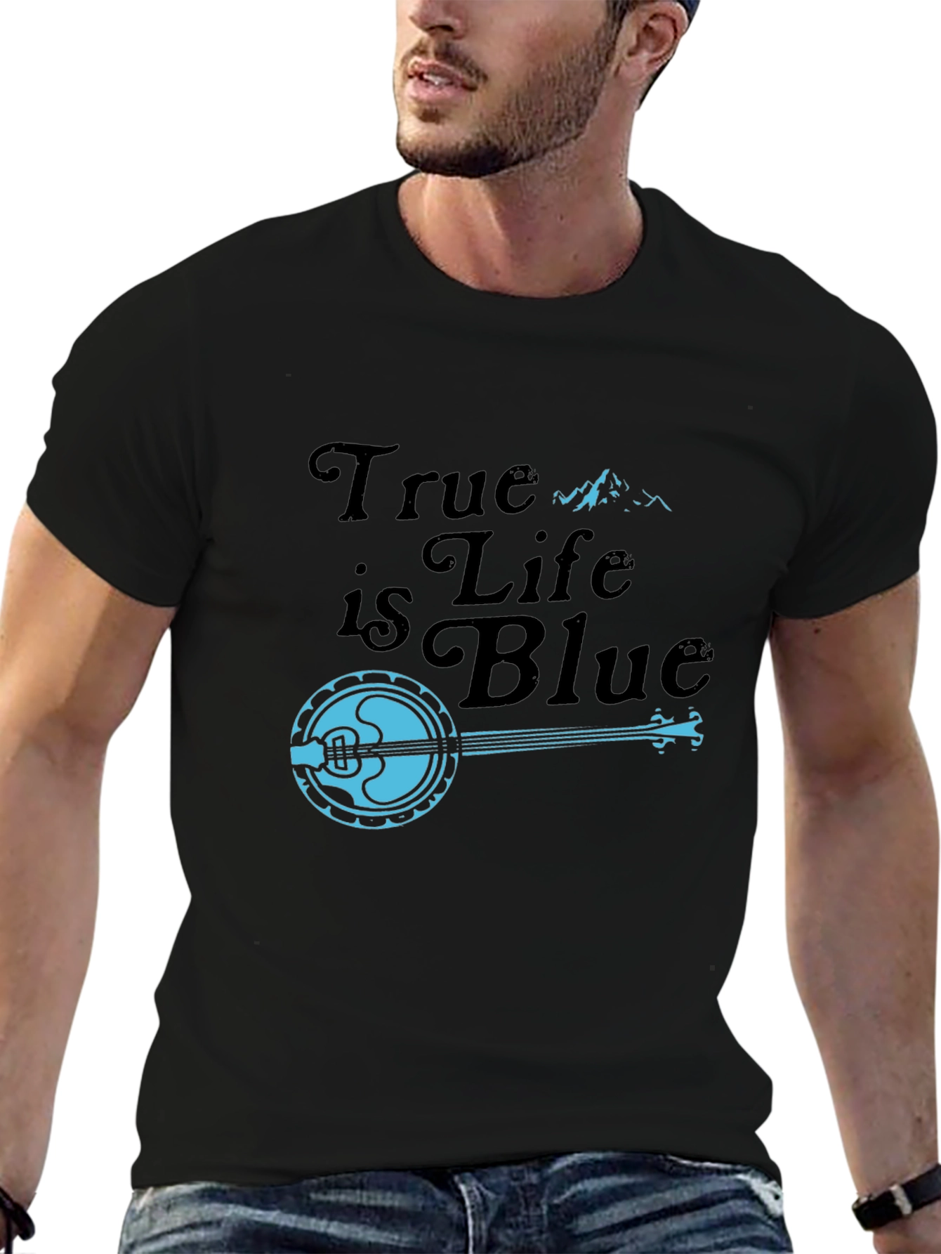 True is Life is Blue Banjo Graphic T-Shirt