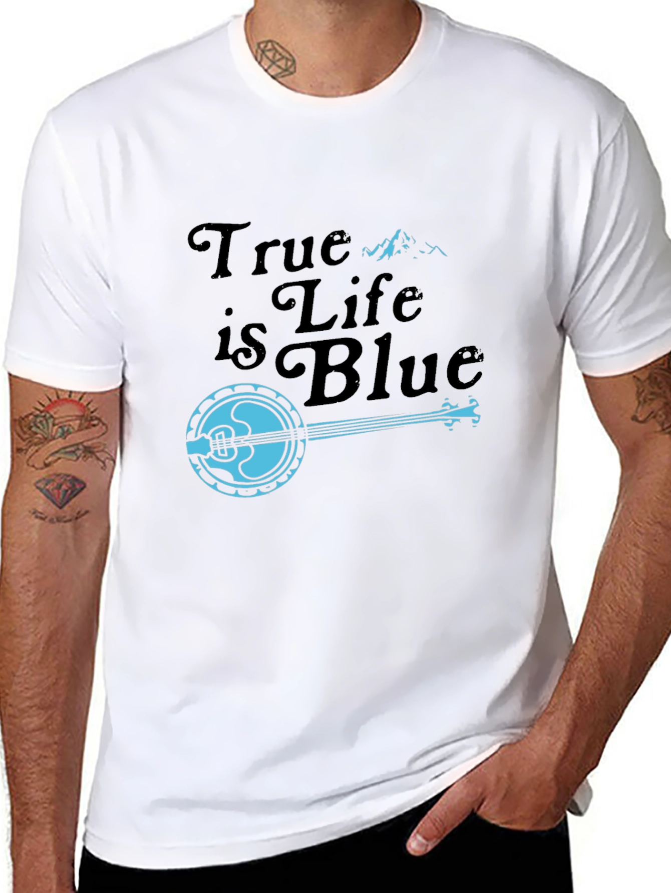 True is Life is Blue Banjo Graphic T-Shirt