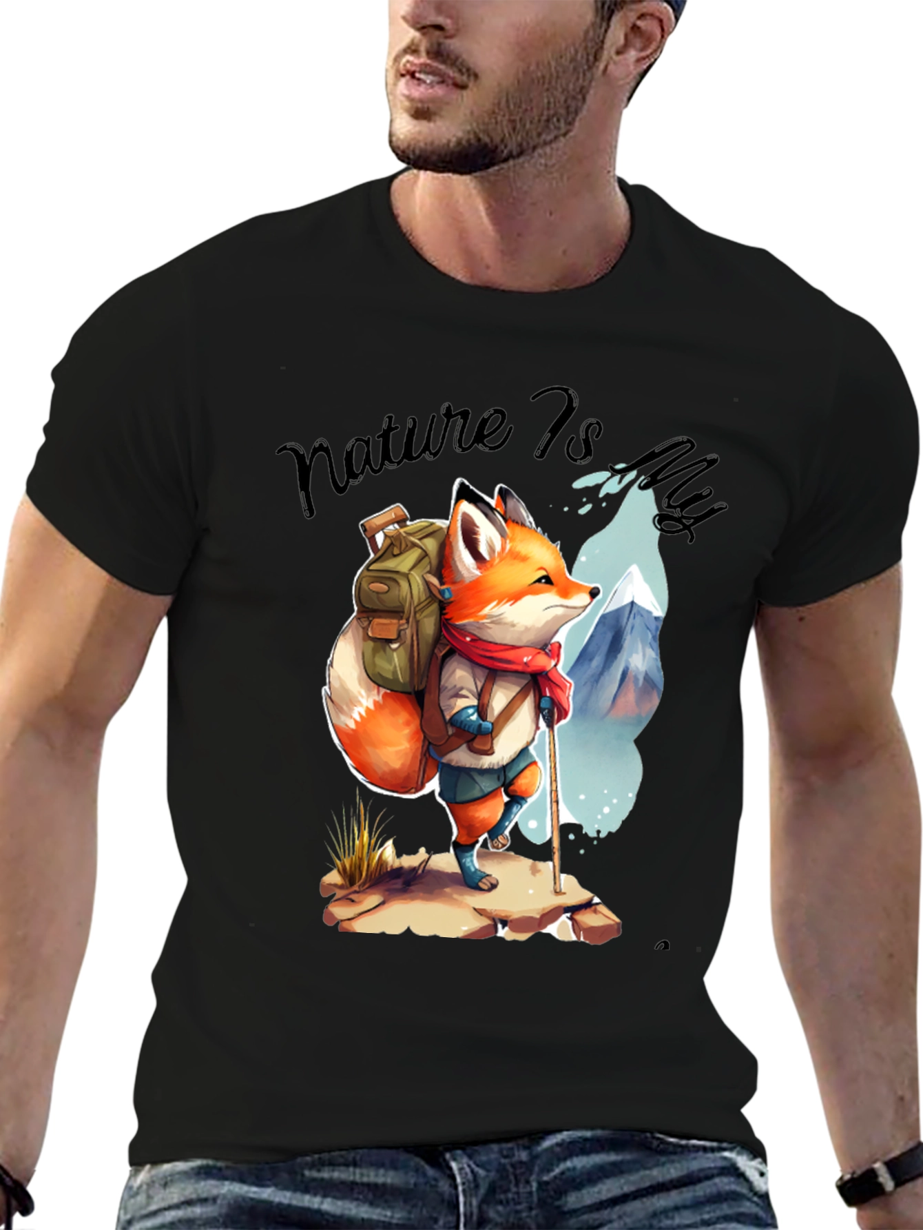 Nature Hiking Fox Graphic T-Shirt