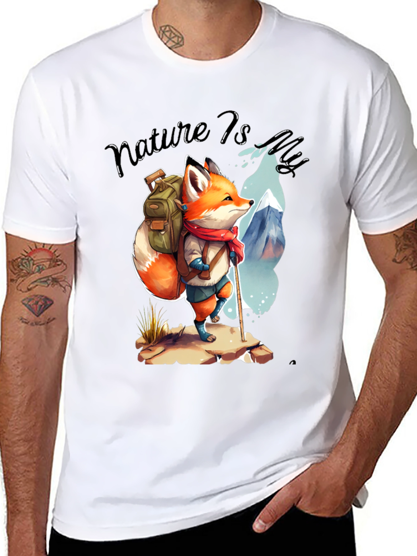 Nature Hiking Fox Graphic T-Shirt