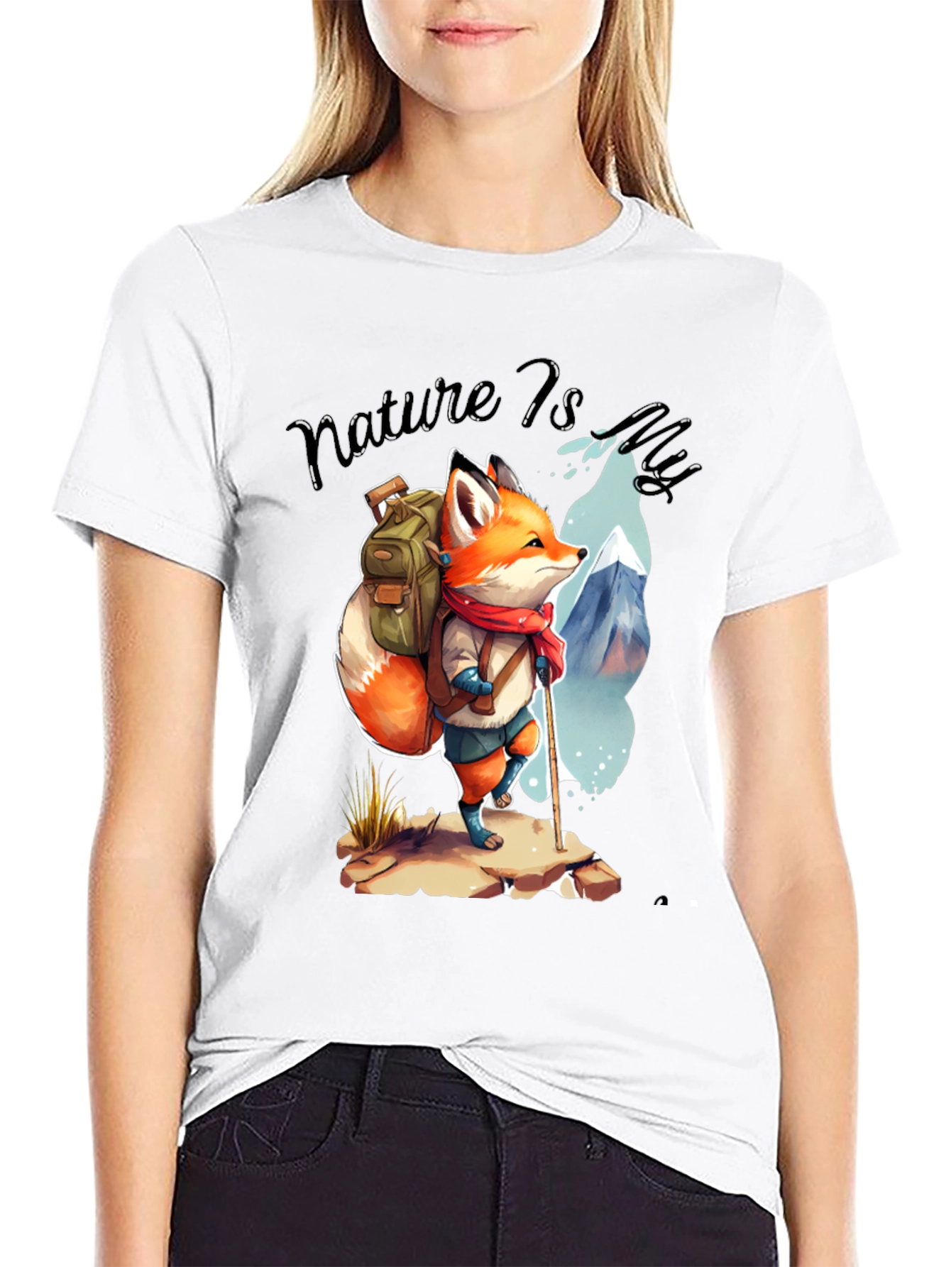 Nature Hiking Fox Graphic T-Shirt