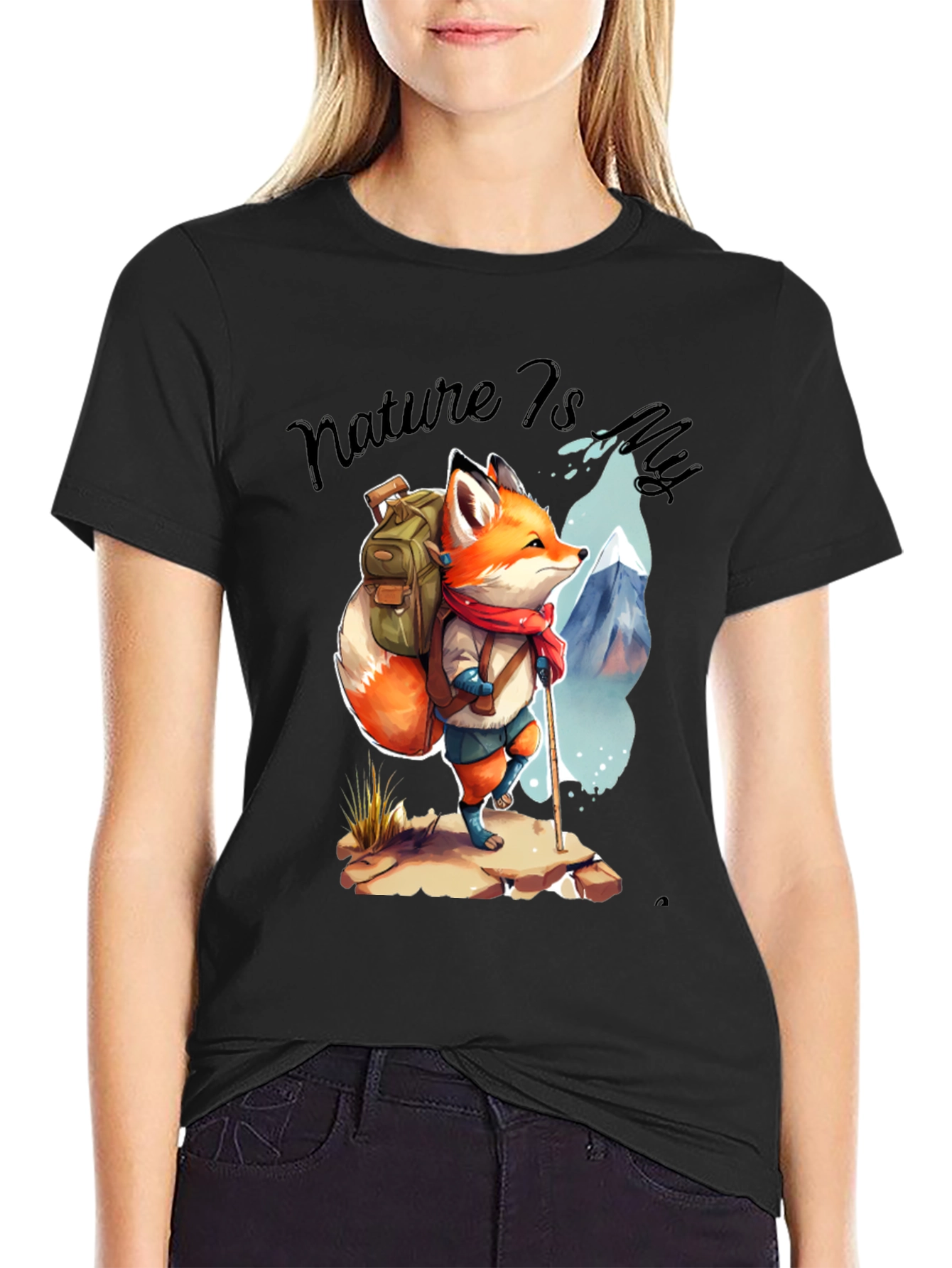 Nature Hiking Fox Graphic T-Shirt