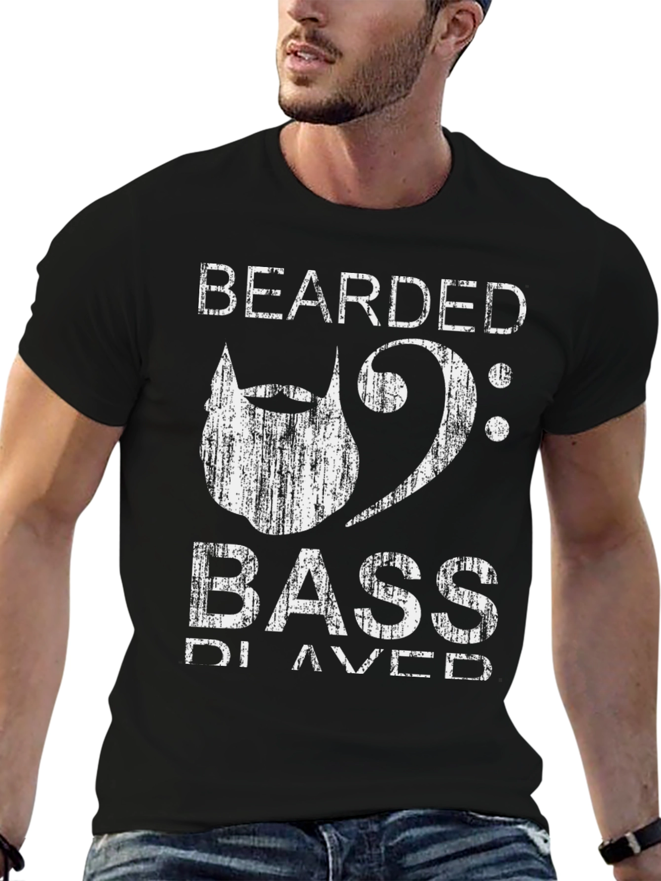 Bearded Bass Player Black T-Shirt
