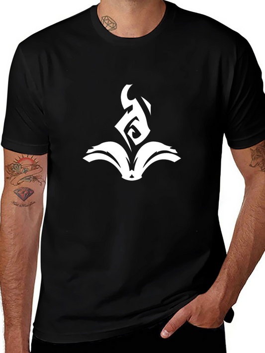 Black T-Shirt with Abstract White Book Graphic