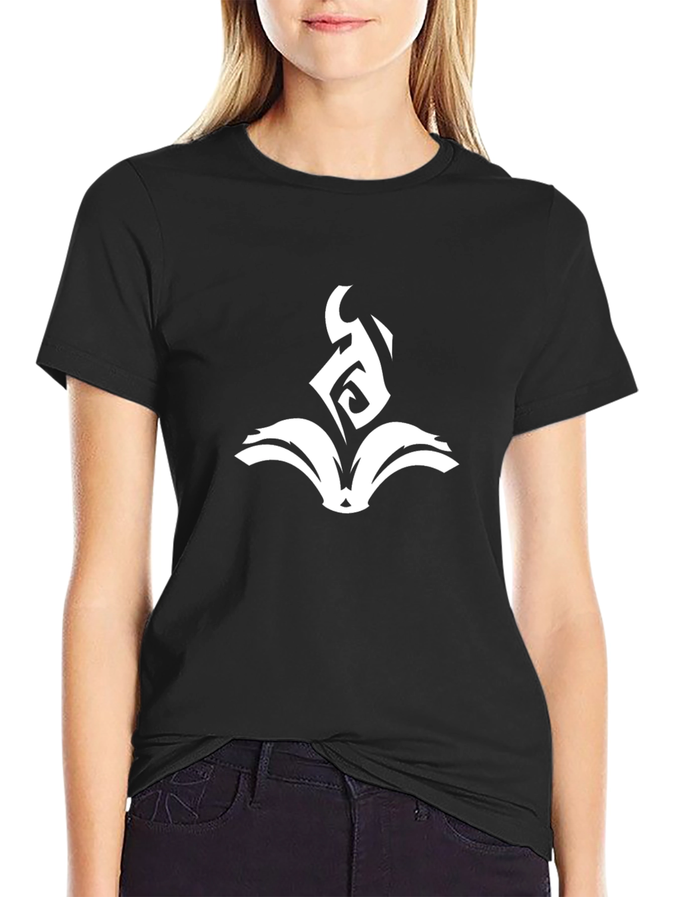 Black T-Shirt with Abstract White Book Graphic