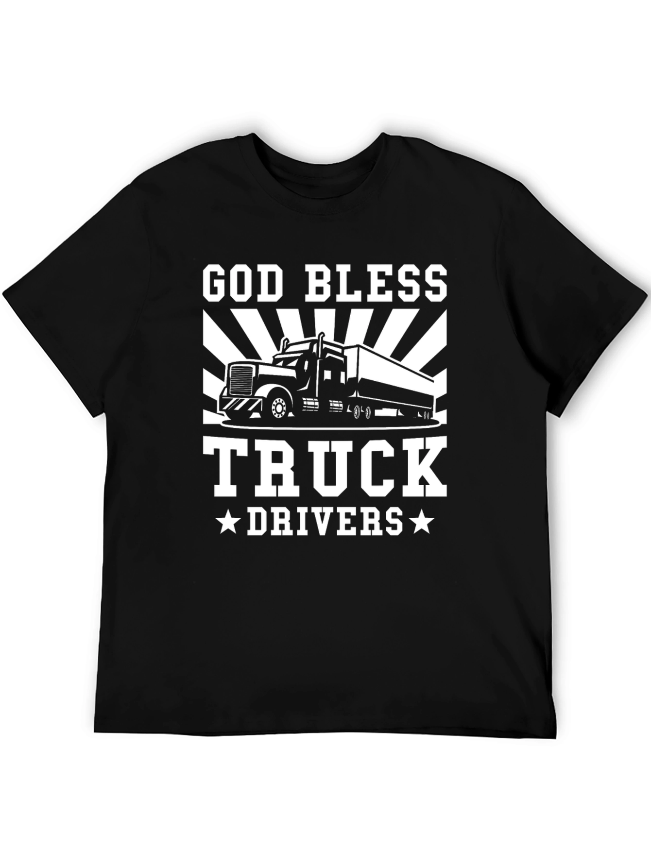 God Bless Truck Drivers Black Graphic T-Shirt