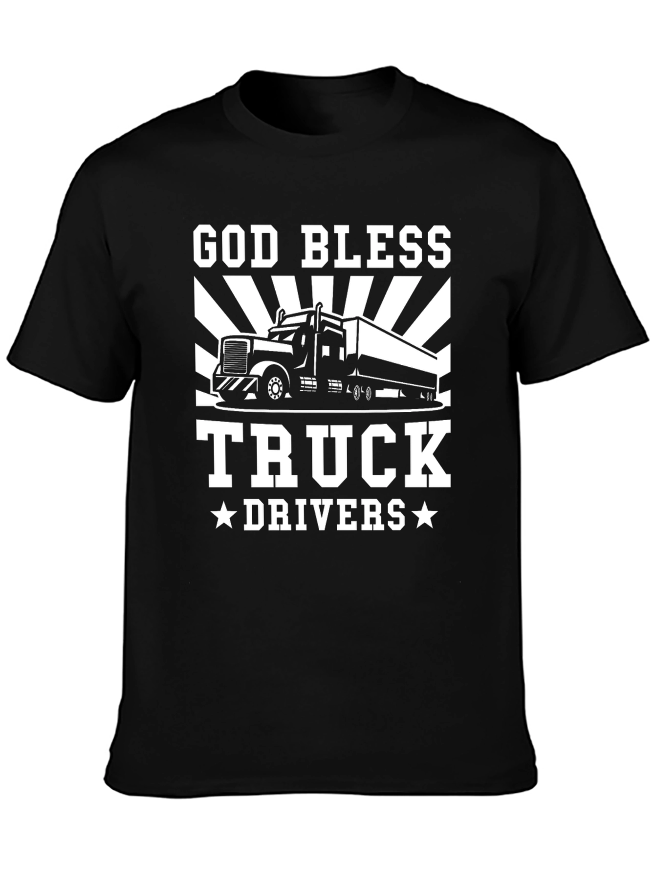God Bless Truck Drivers Black Graphic T-Shirt
