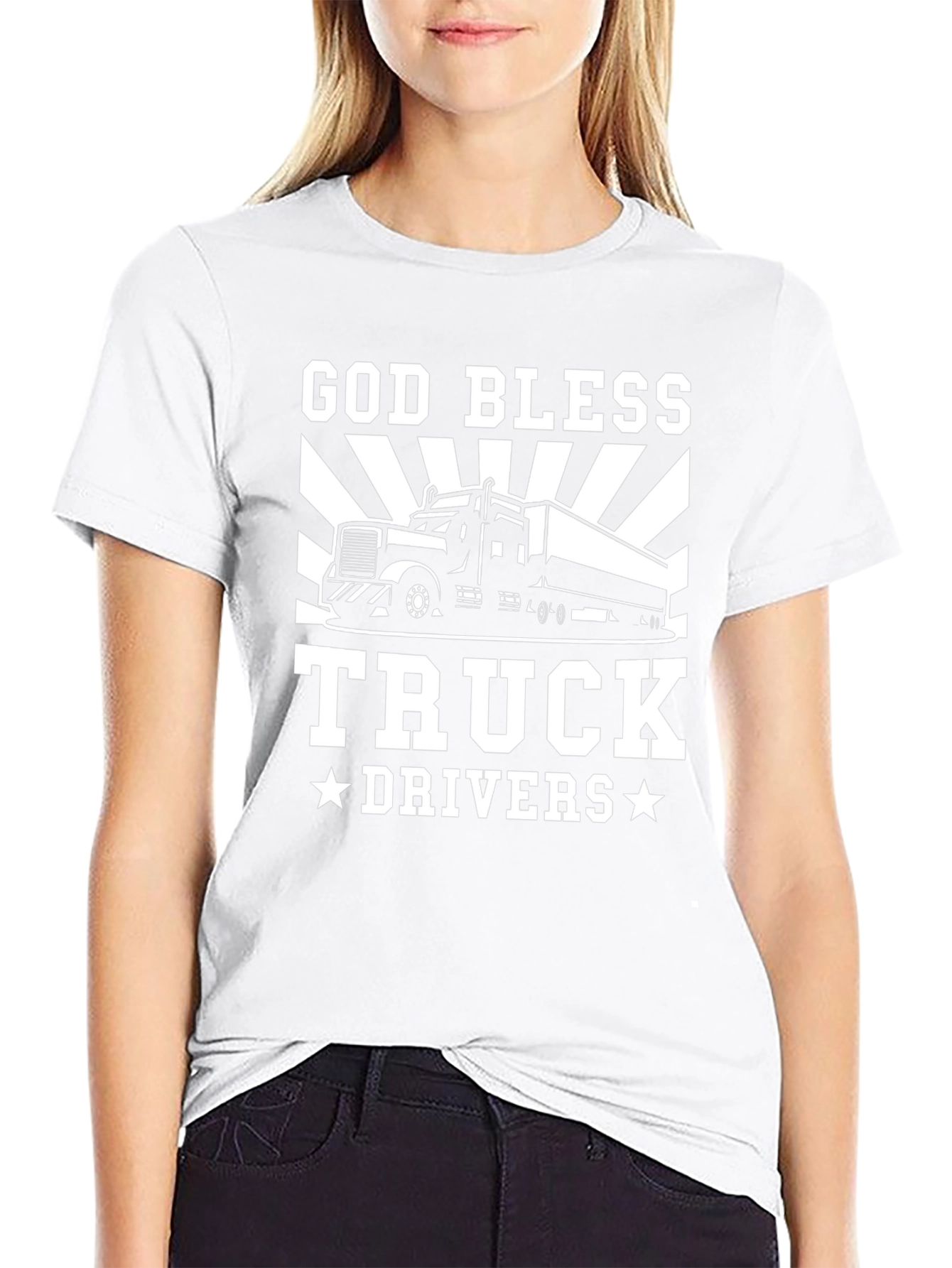 God Bless Truck Drivers Black Graphic T-Shirt