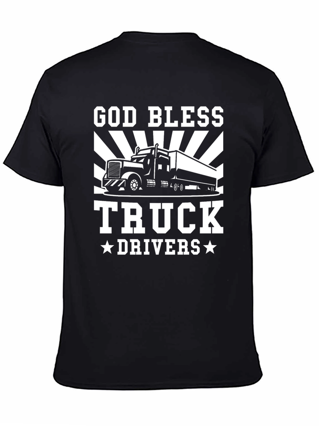 God Bless Truck Drivers Black Graphic T-Shirt