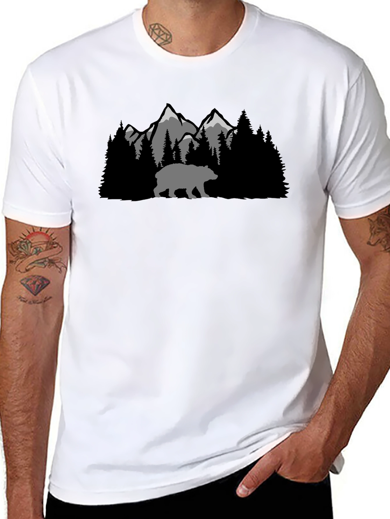Mountain Bear Graphic Tee - Black