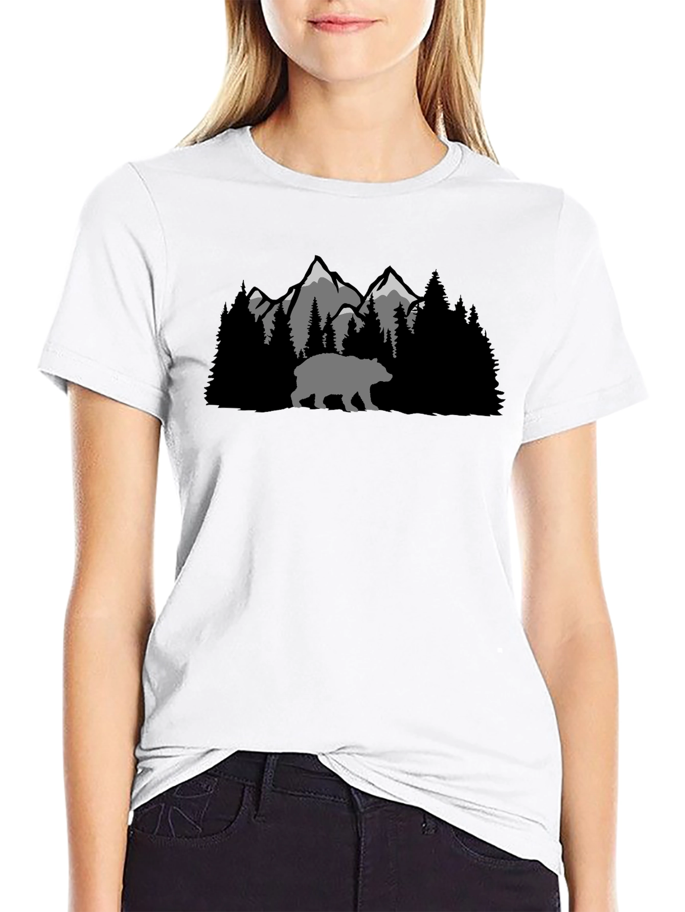 Mountain Bear Graphic Tee - Black