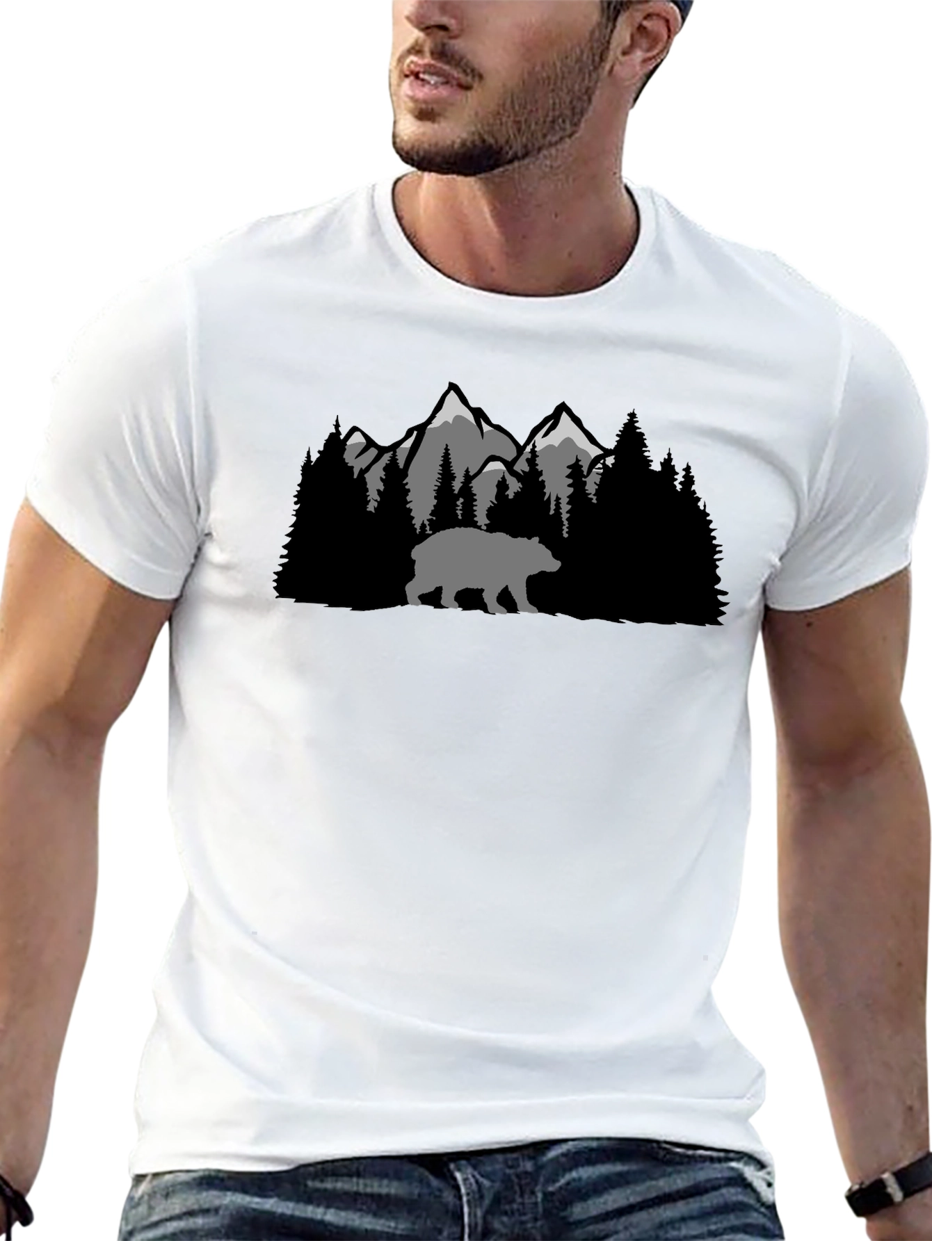 Mountain Bear Graphic Tee - Black