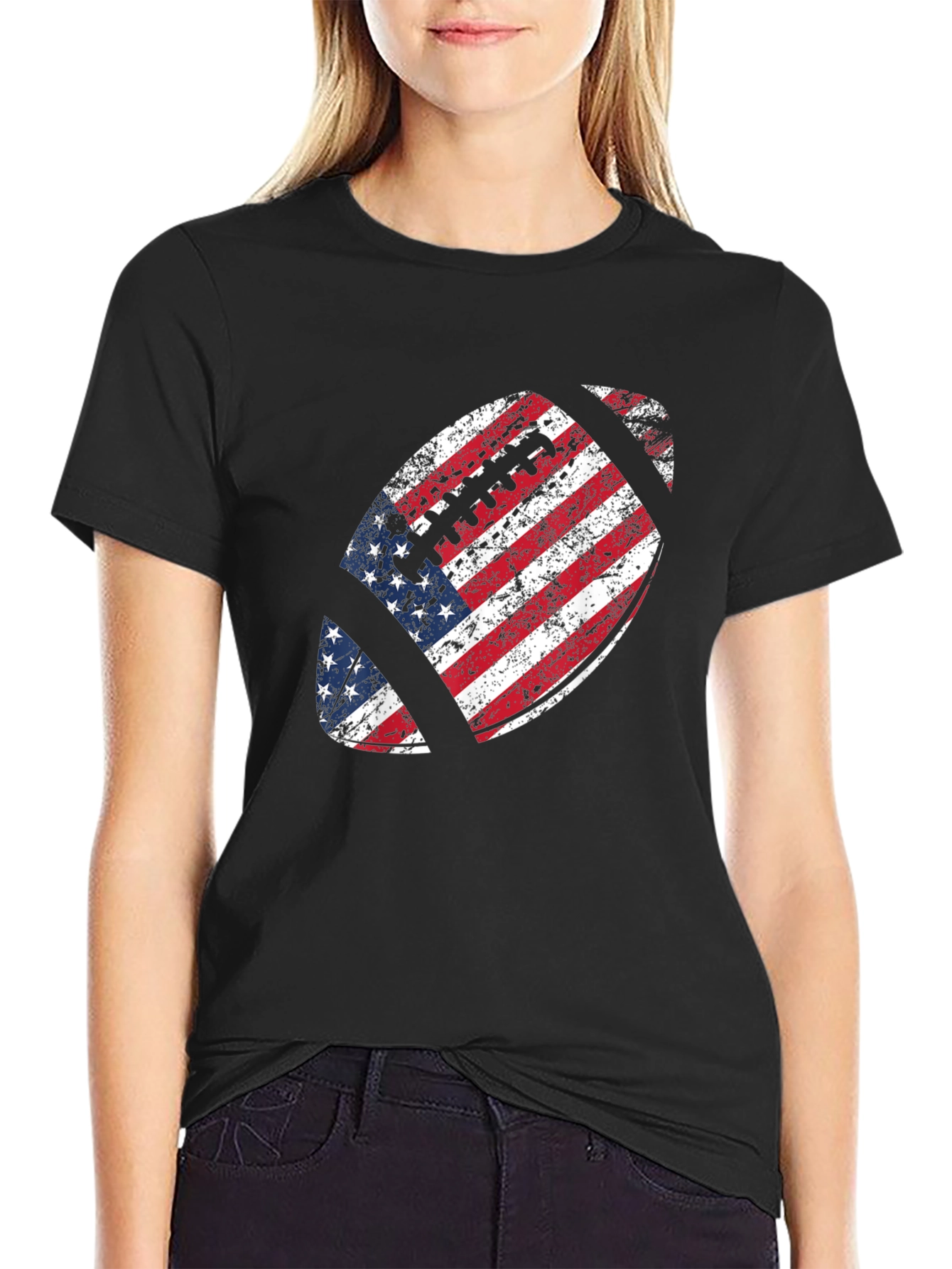 American Flag Football Graphic Tee