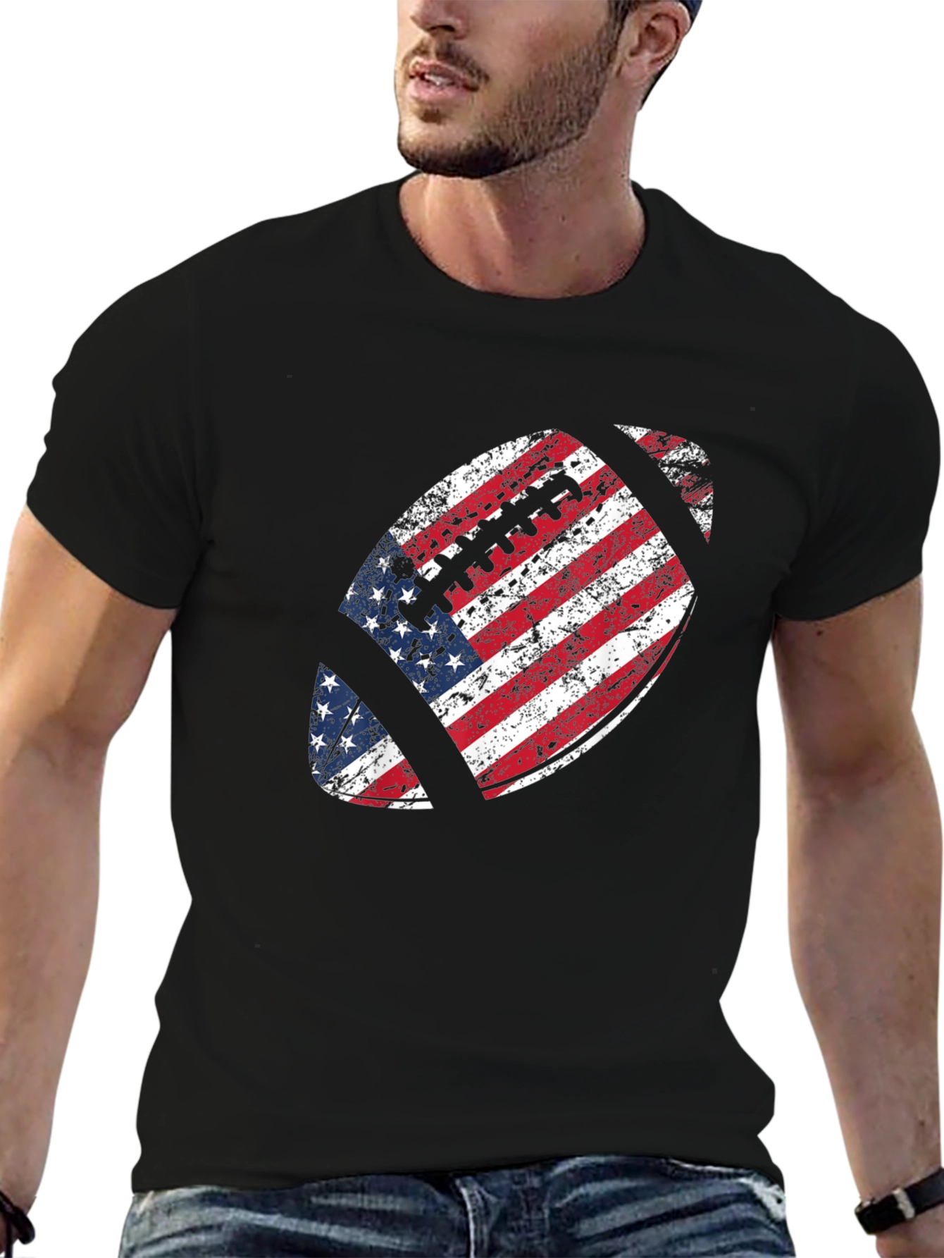 American Flag Football Graphic Tee