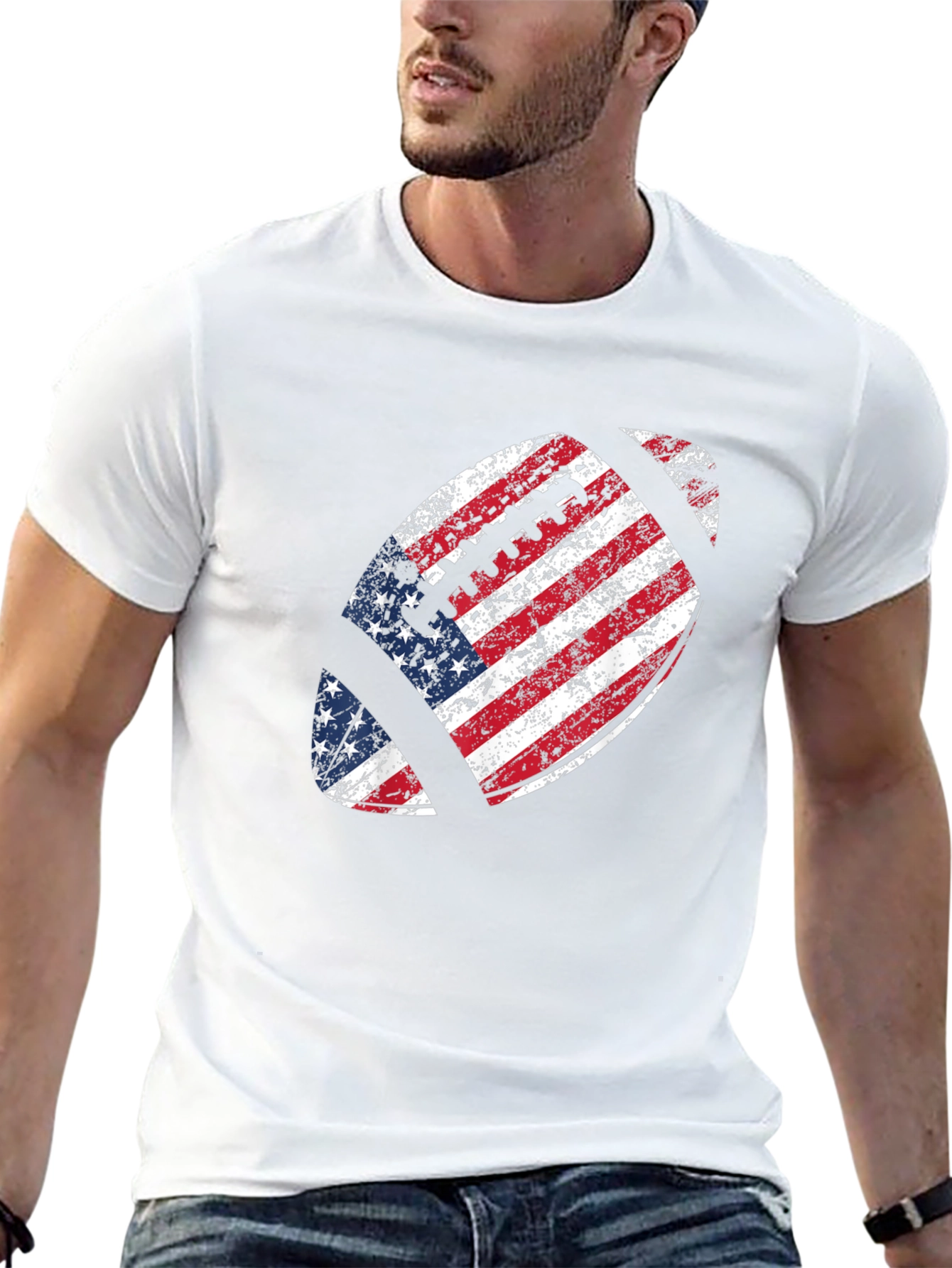 American Flag Football Graphic Tee