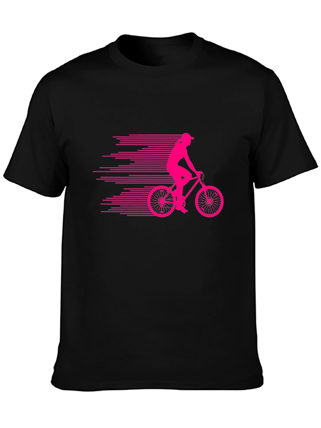Black T-Shirt with Cyclist Graphic