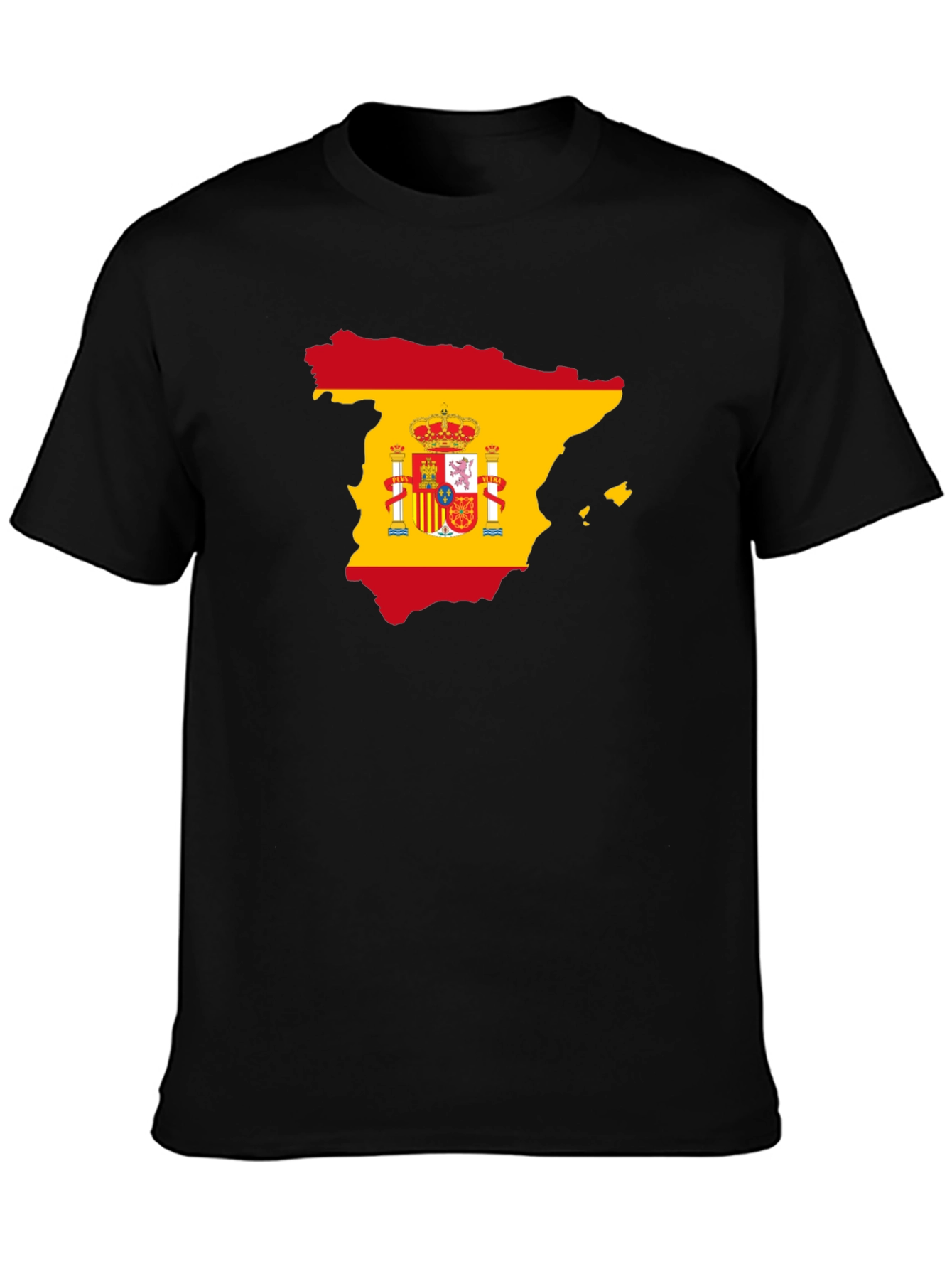 Spain Flag Map T-Shirt - Black Cotton Tee