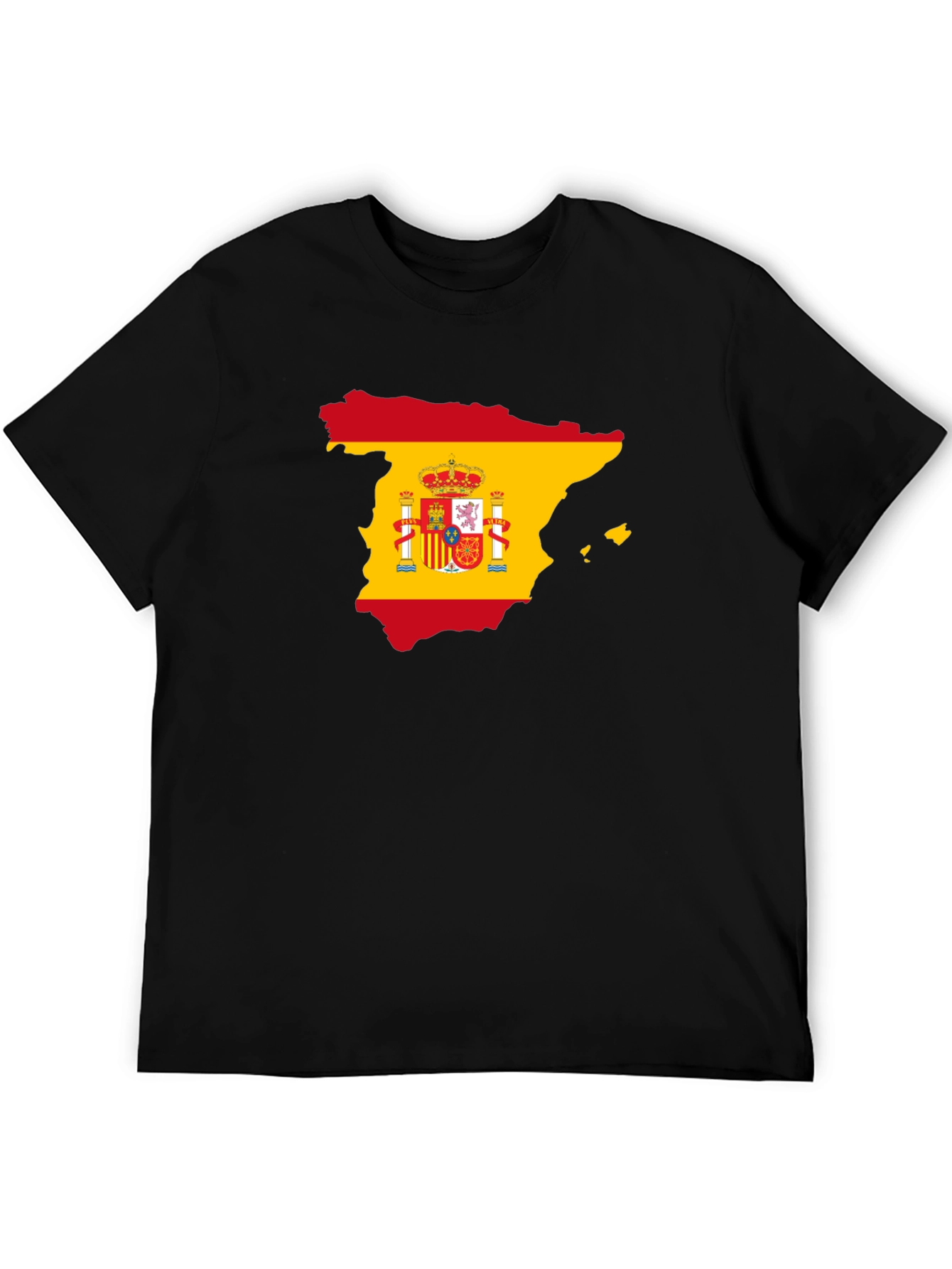 Spain Flag Map T-Shirt - Black Cotton Tee