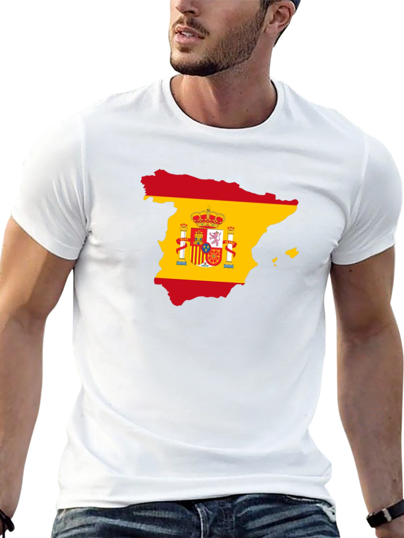 Spain Flag Map T-Shirt - Black Cotton Tee