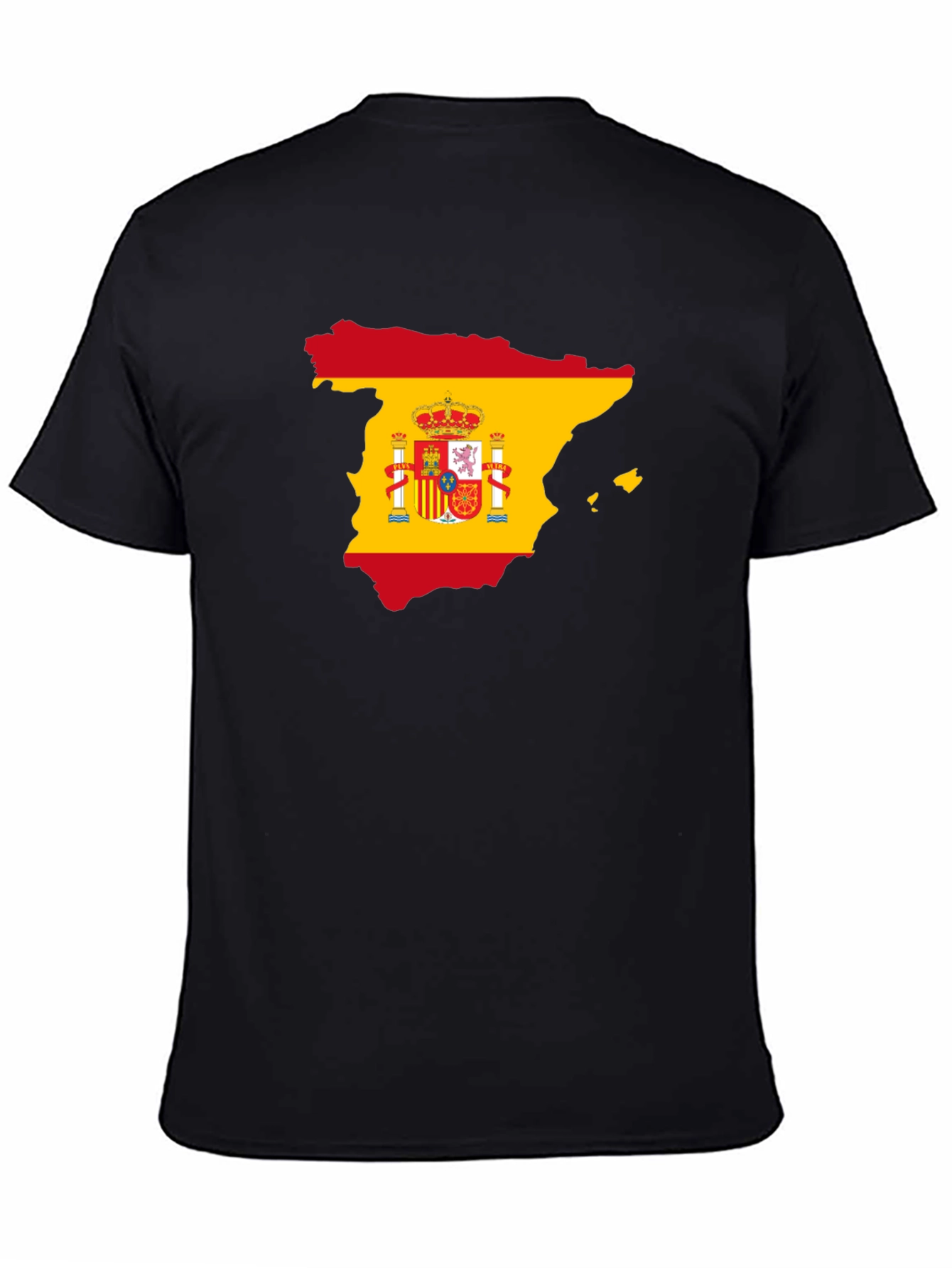 Spain Flag Map T-Shirt - Black Cotton Tee