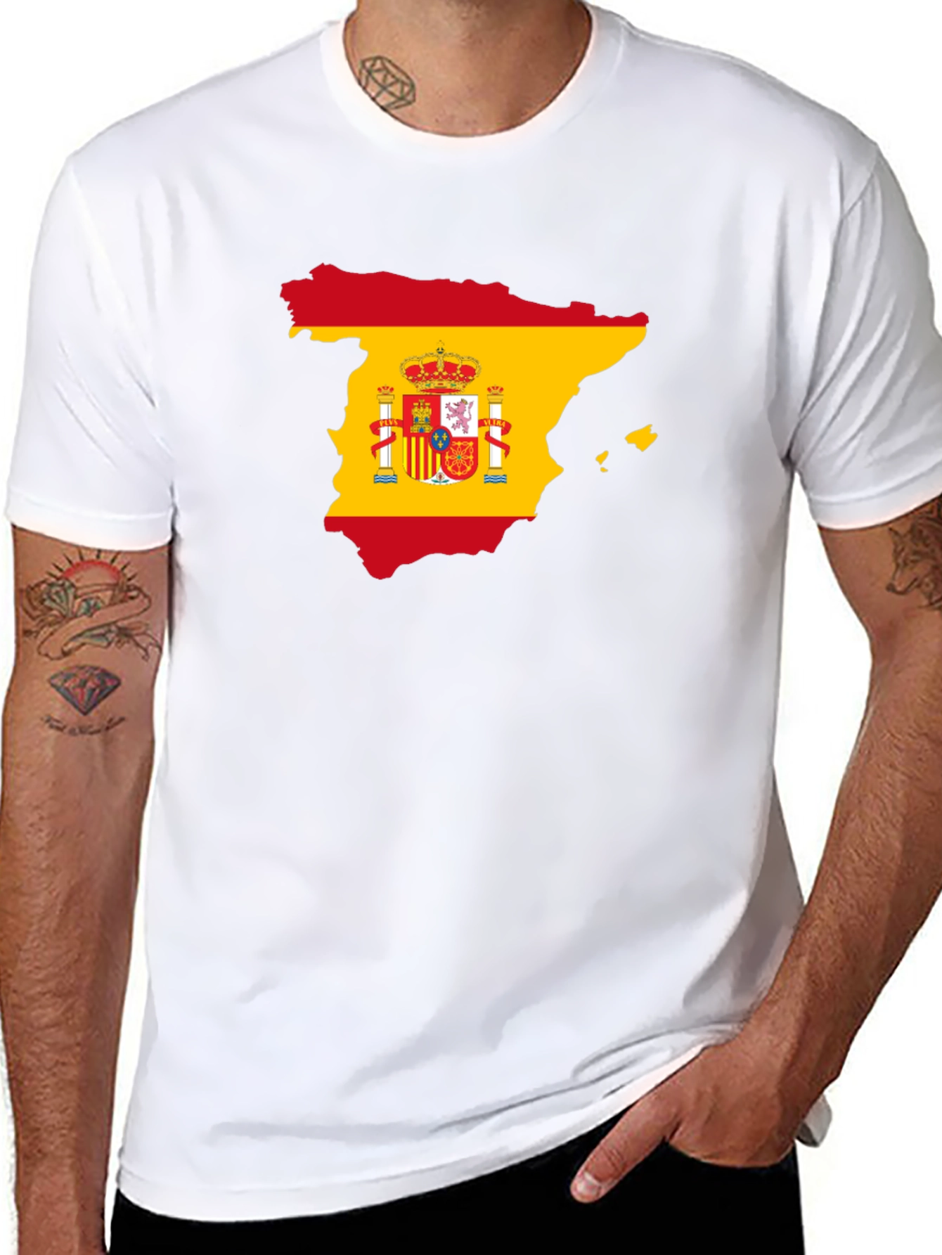 Spain Flag Map T-Shirt - Black Cotton Tee