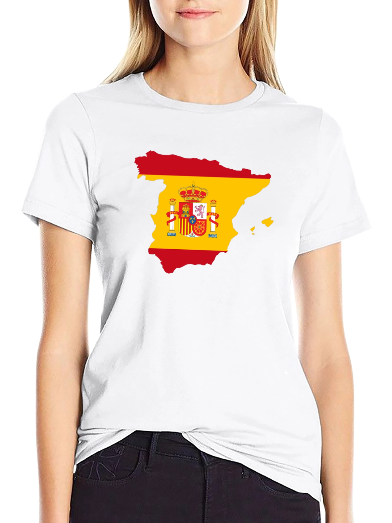 Spain Flag Map T-Shirt - Black Cotton Tee